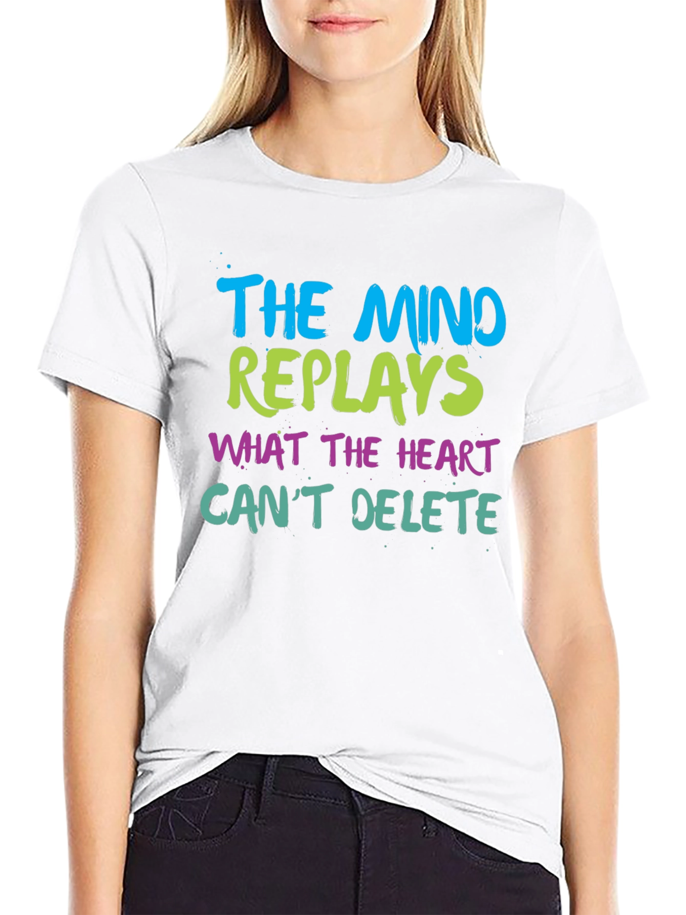 Mind Replays Heart Cant Delete Black T-Shirt