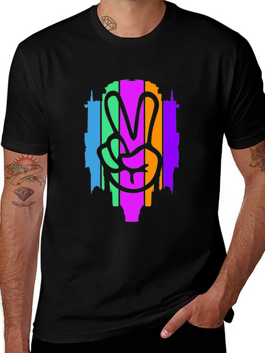 Peace Sign Graphic Tee - Colorful Design