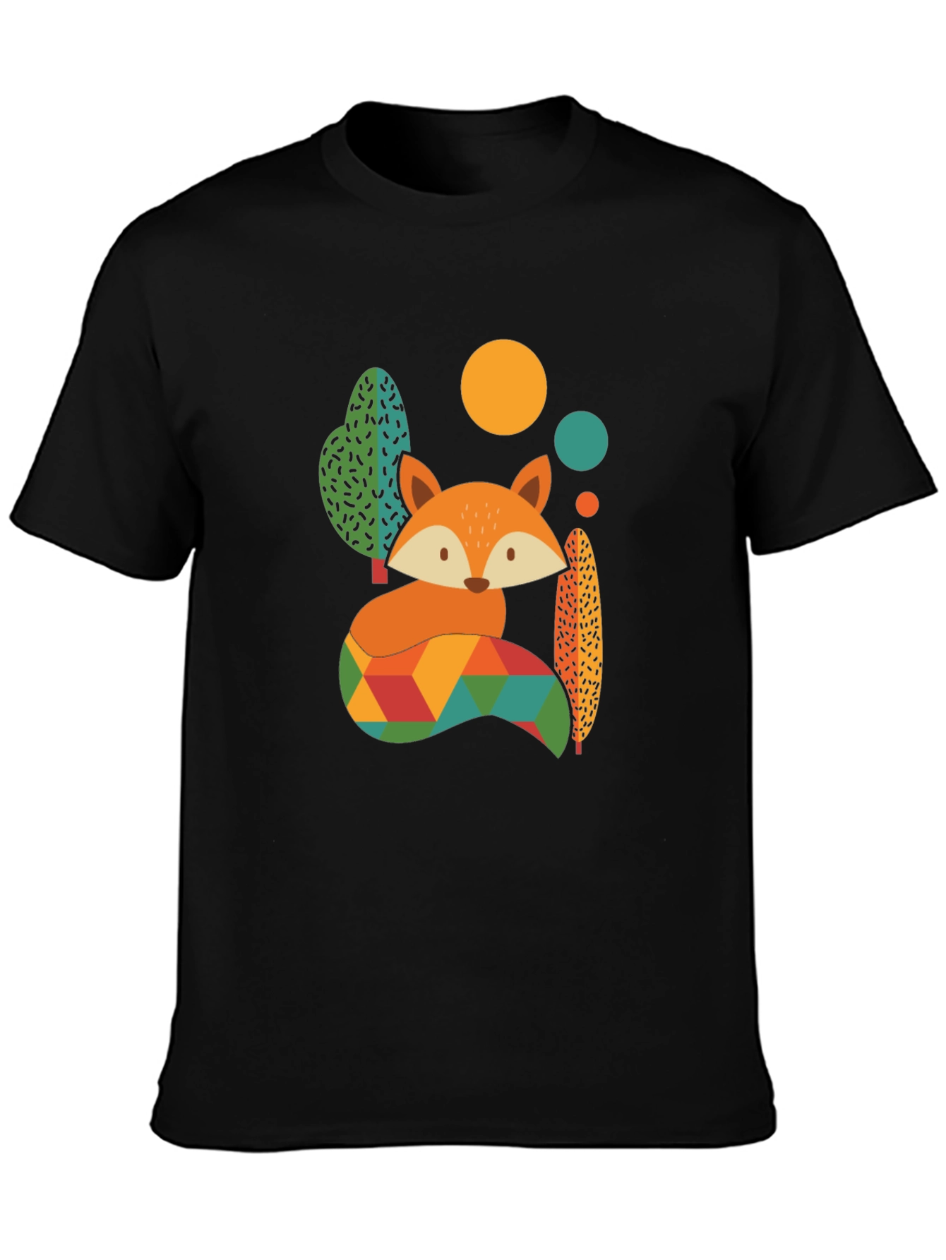 Geometric Fox Graphic Tee - Mens Black T-Shirt