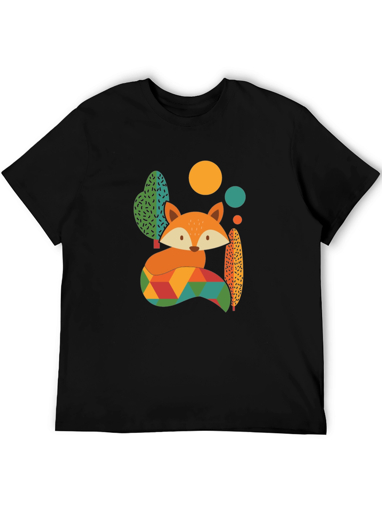 Geometric Fox Graphic Tee - Mens Black T-Shirt