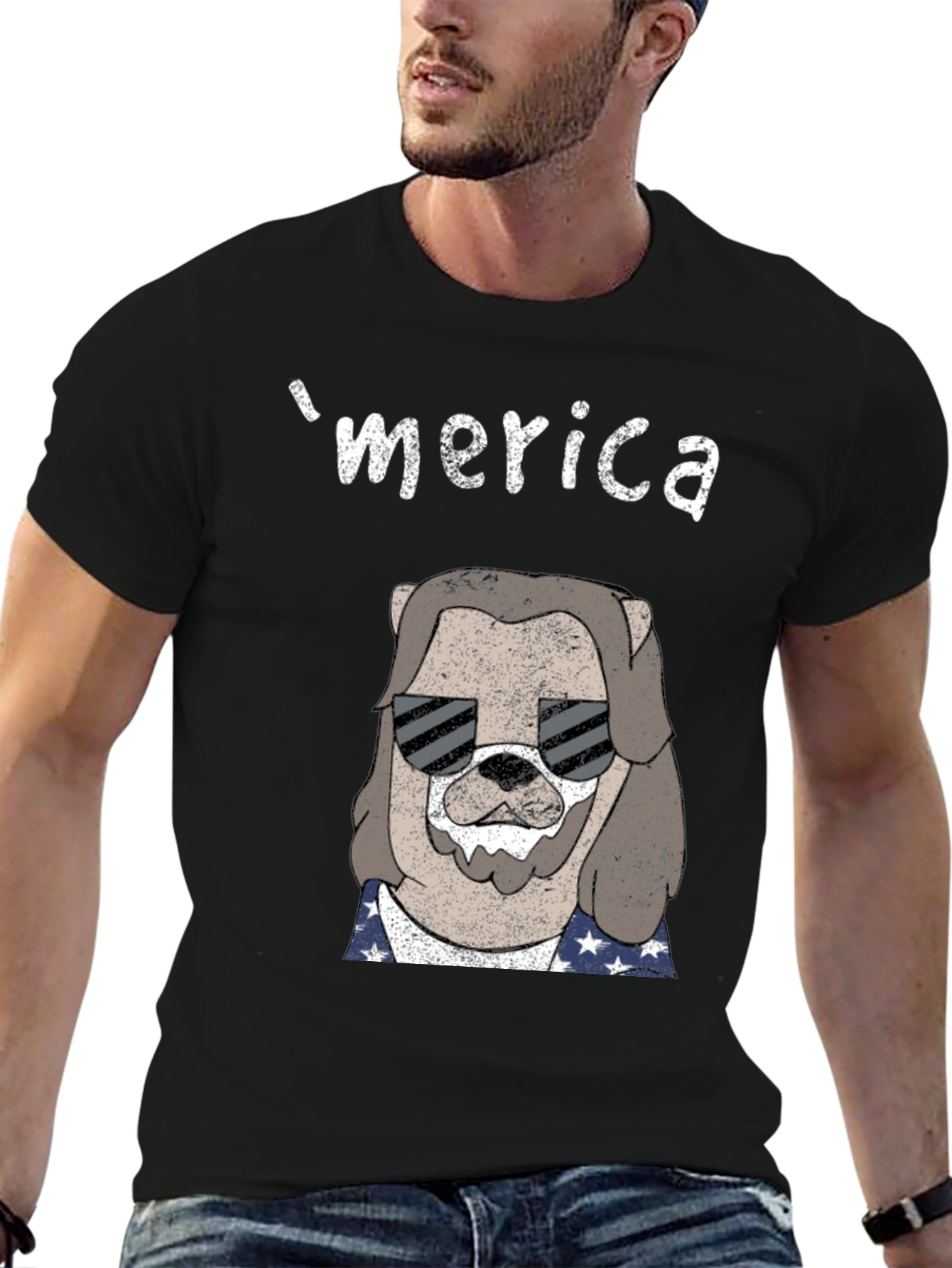 Merica Dog Graphic T-Shirt
