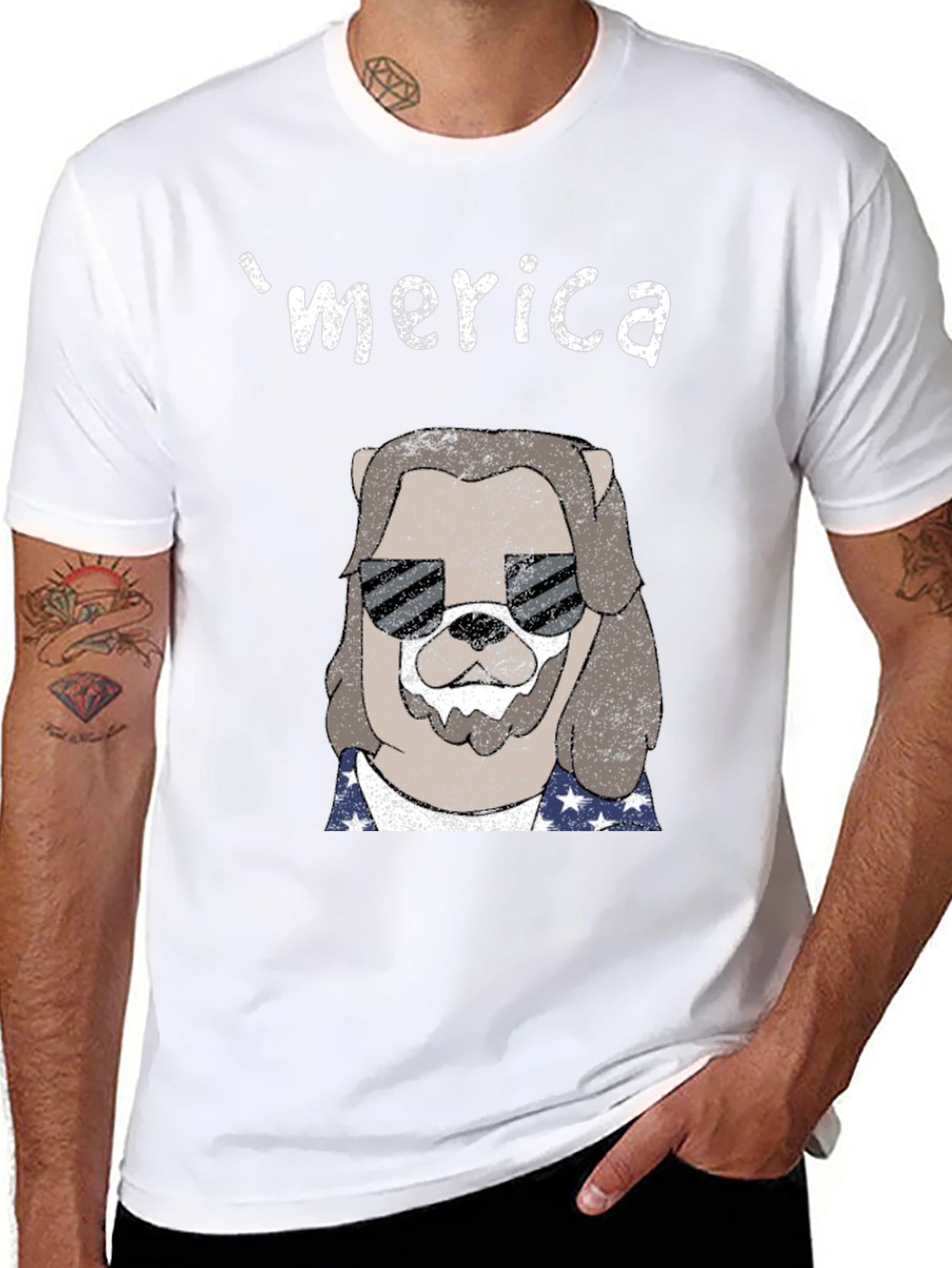 Merica Dog Graphic T-Shirt