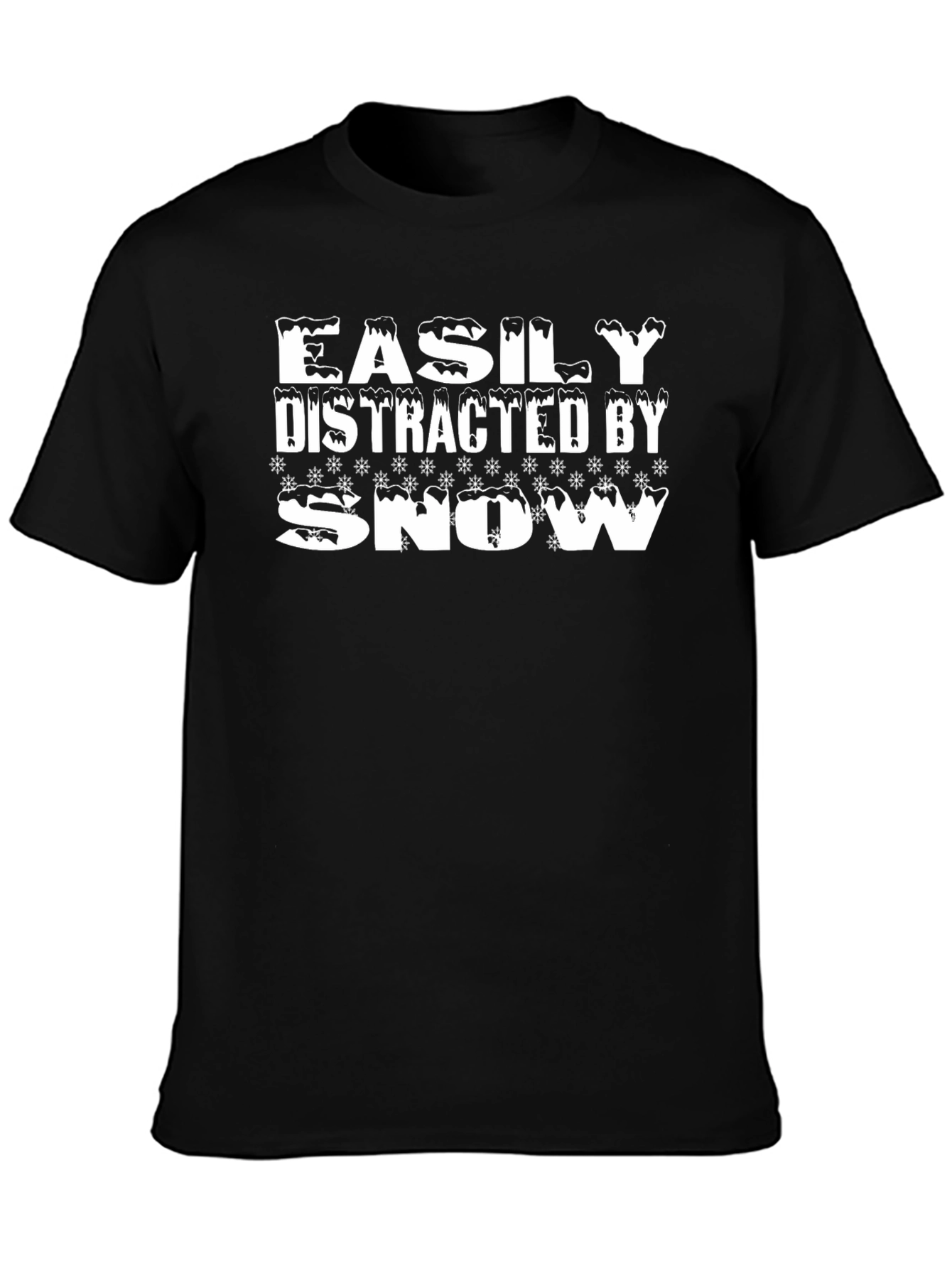 Easily Distracted By Snow Graphic Tee - Black