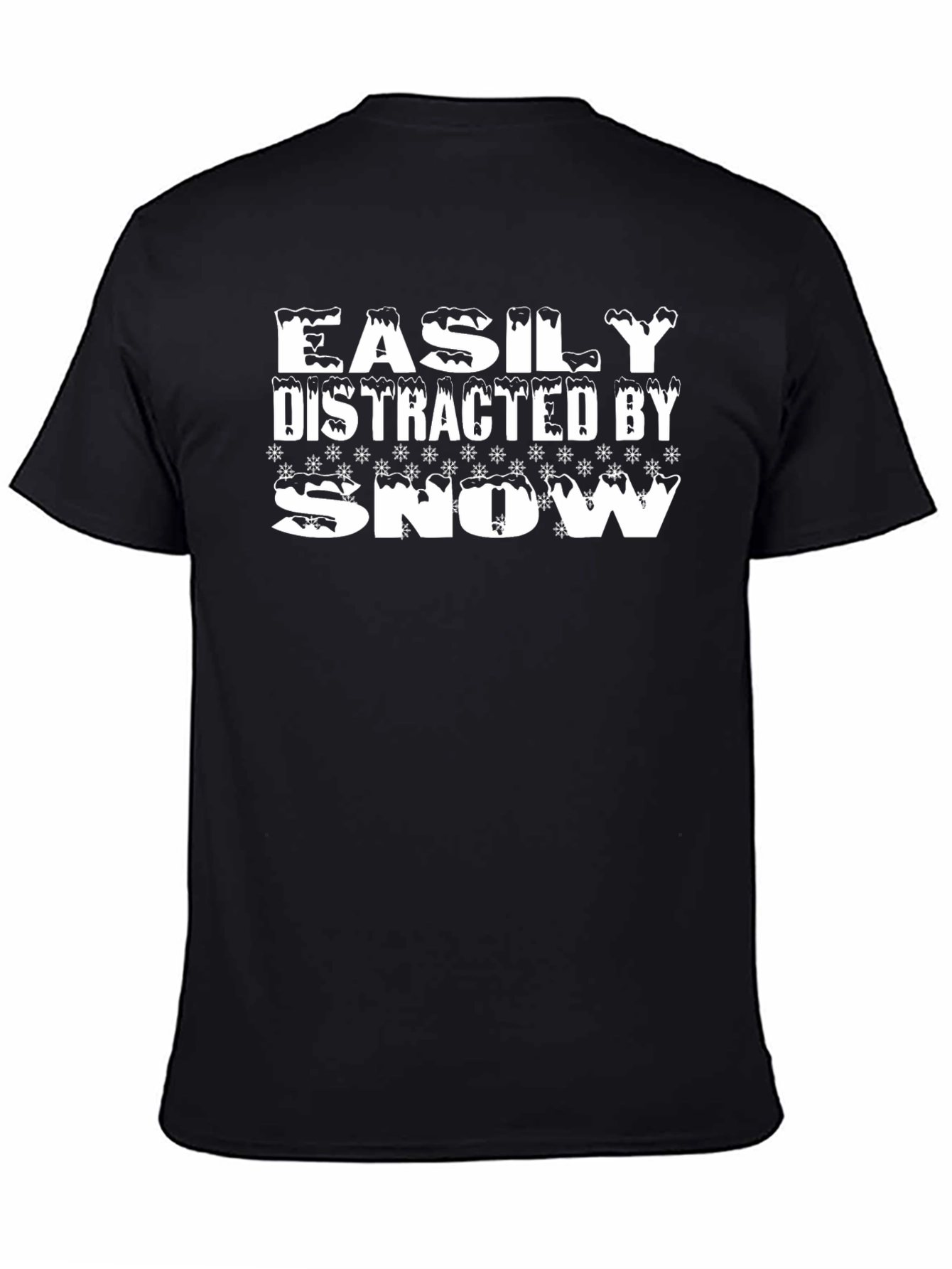 Easily Distracted By Snow Graphic Tee - Black