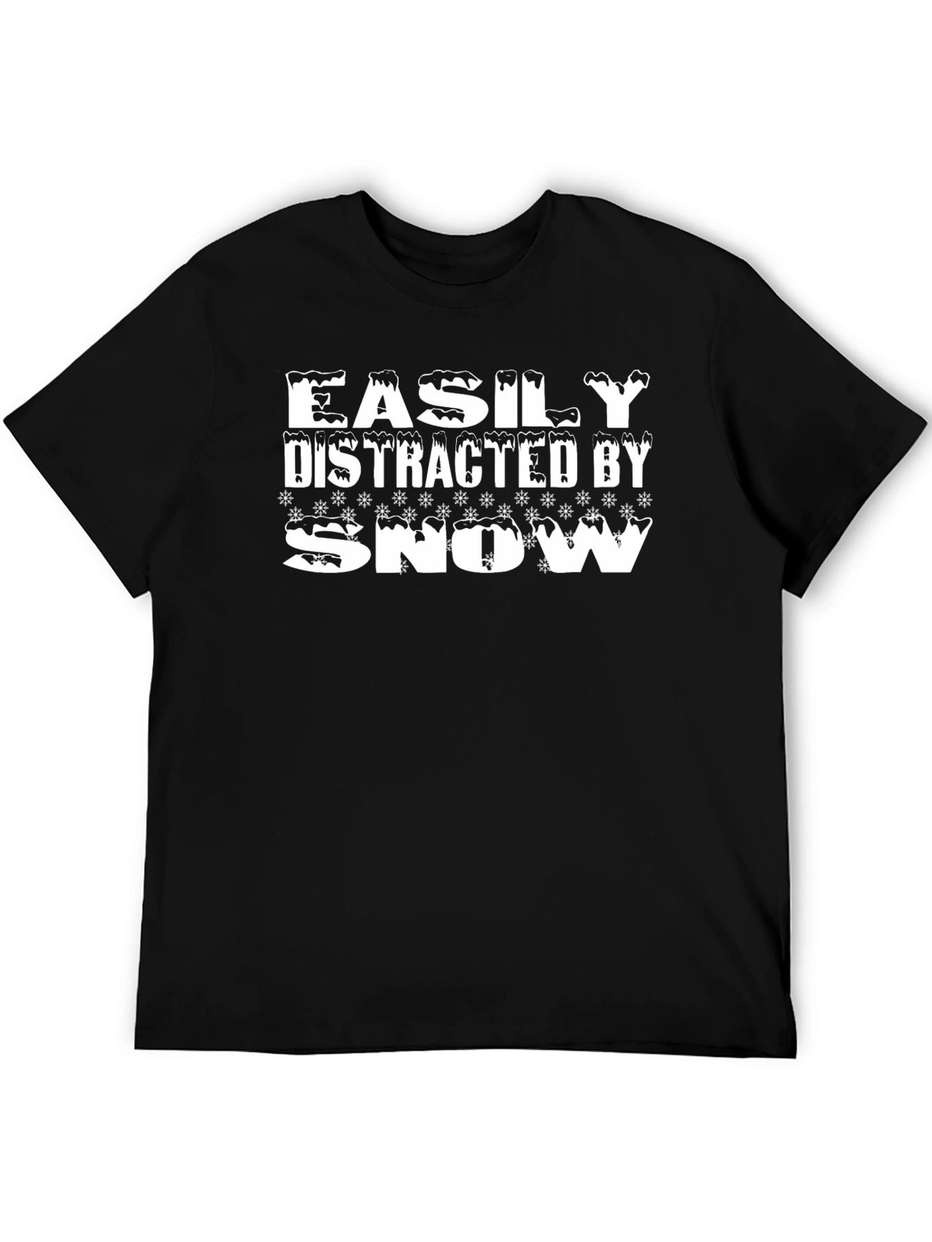 Easily Distracted By Snow Graphic Tee - Black