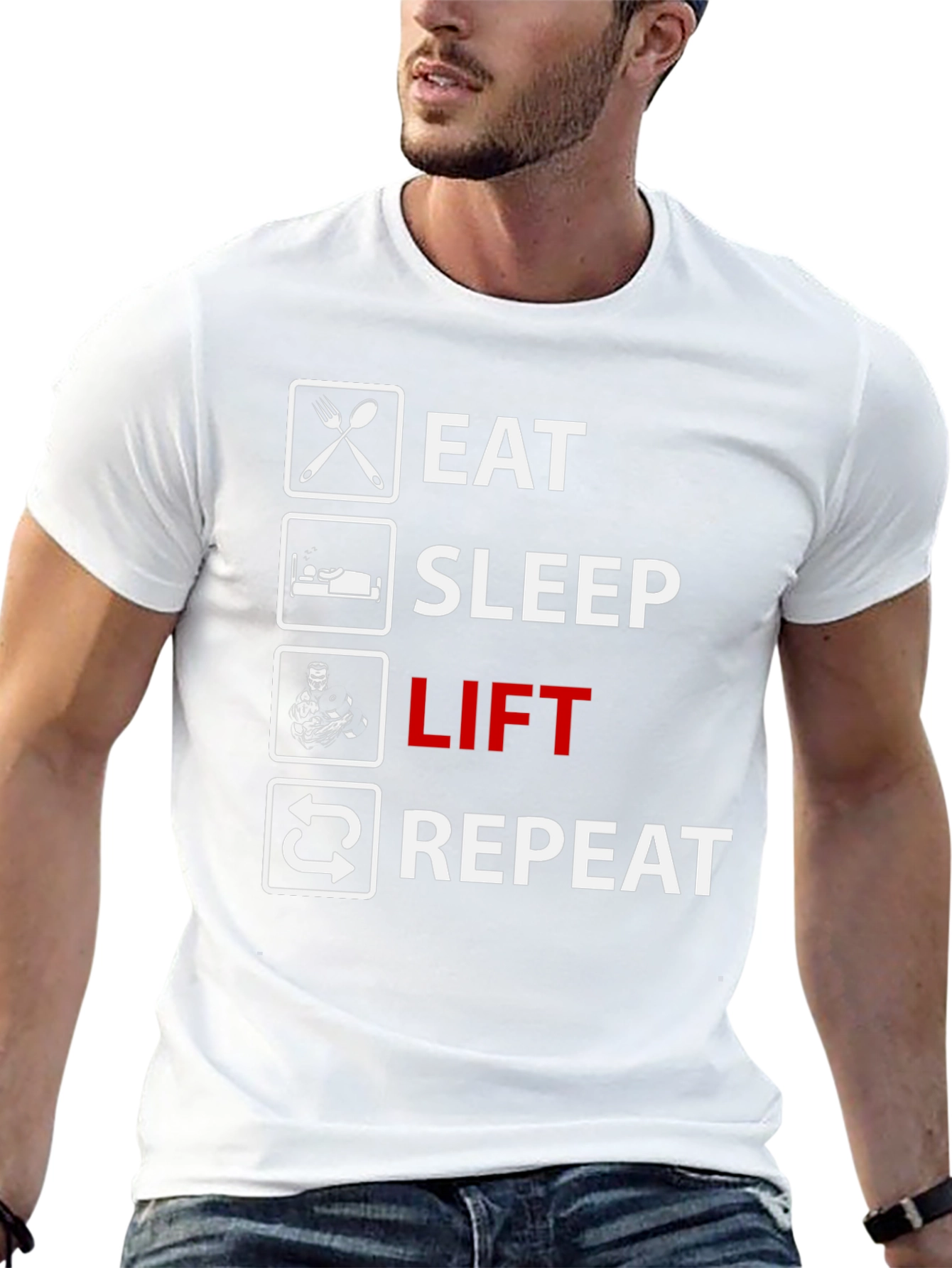 Eat Sleep Lift Repeat Black T-Shirt