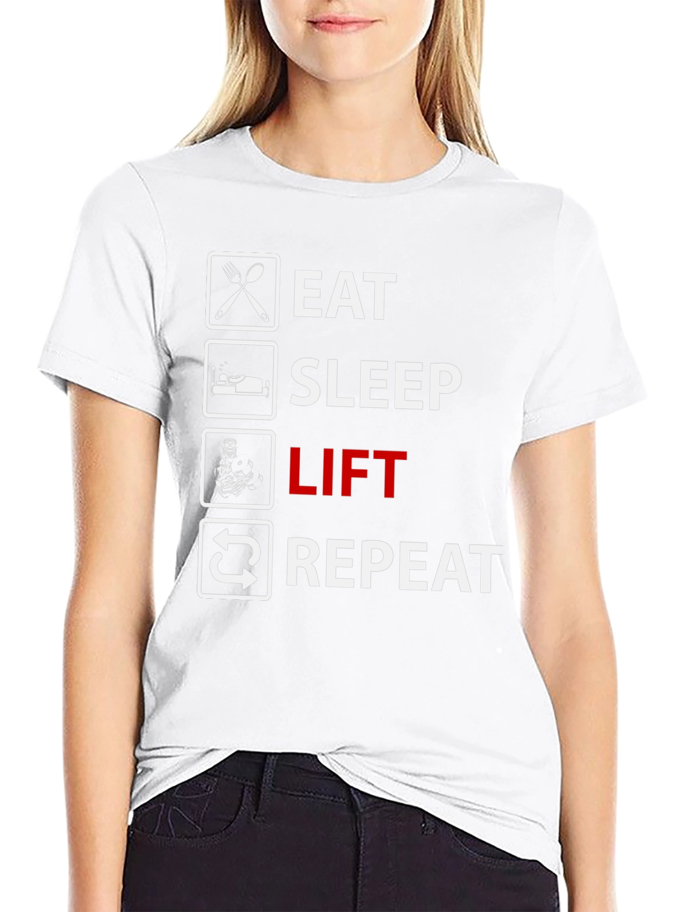 Eat Sleep Lift Repeat Black T-Shirt