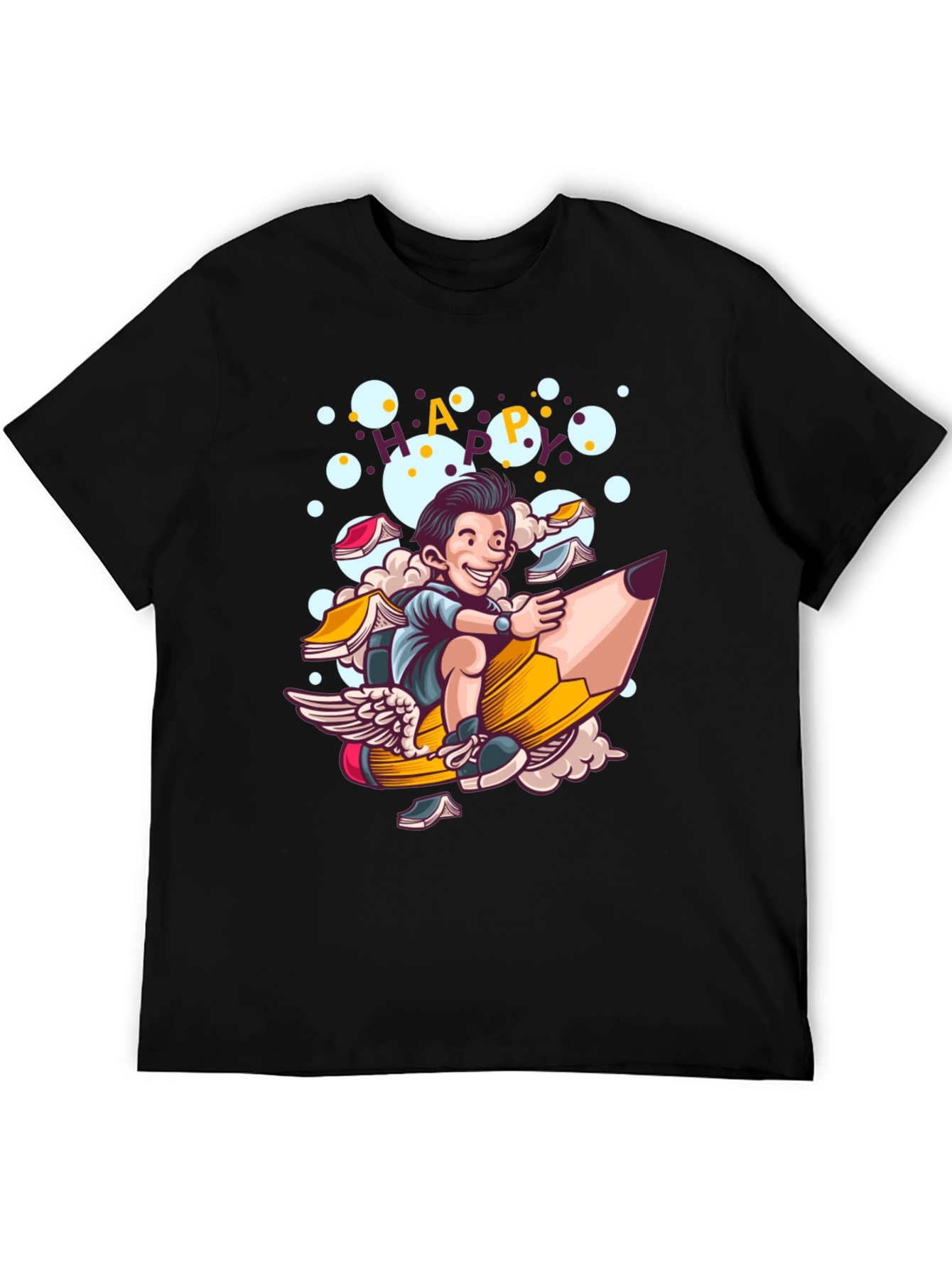 Happy Cartoon Graphic Print T-Shirt