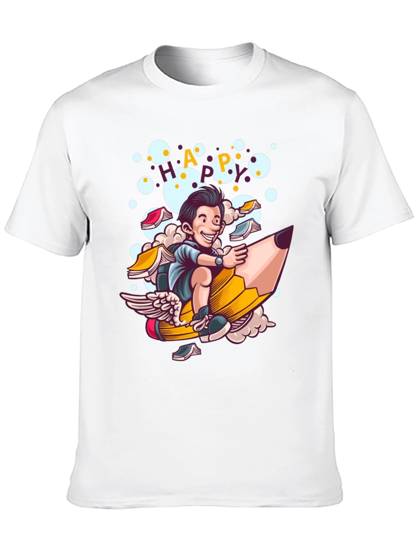 Happy Cartoon Graphic Print T-Shirt