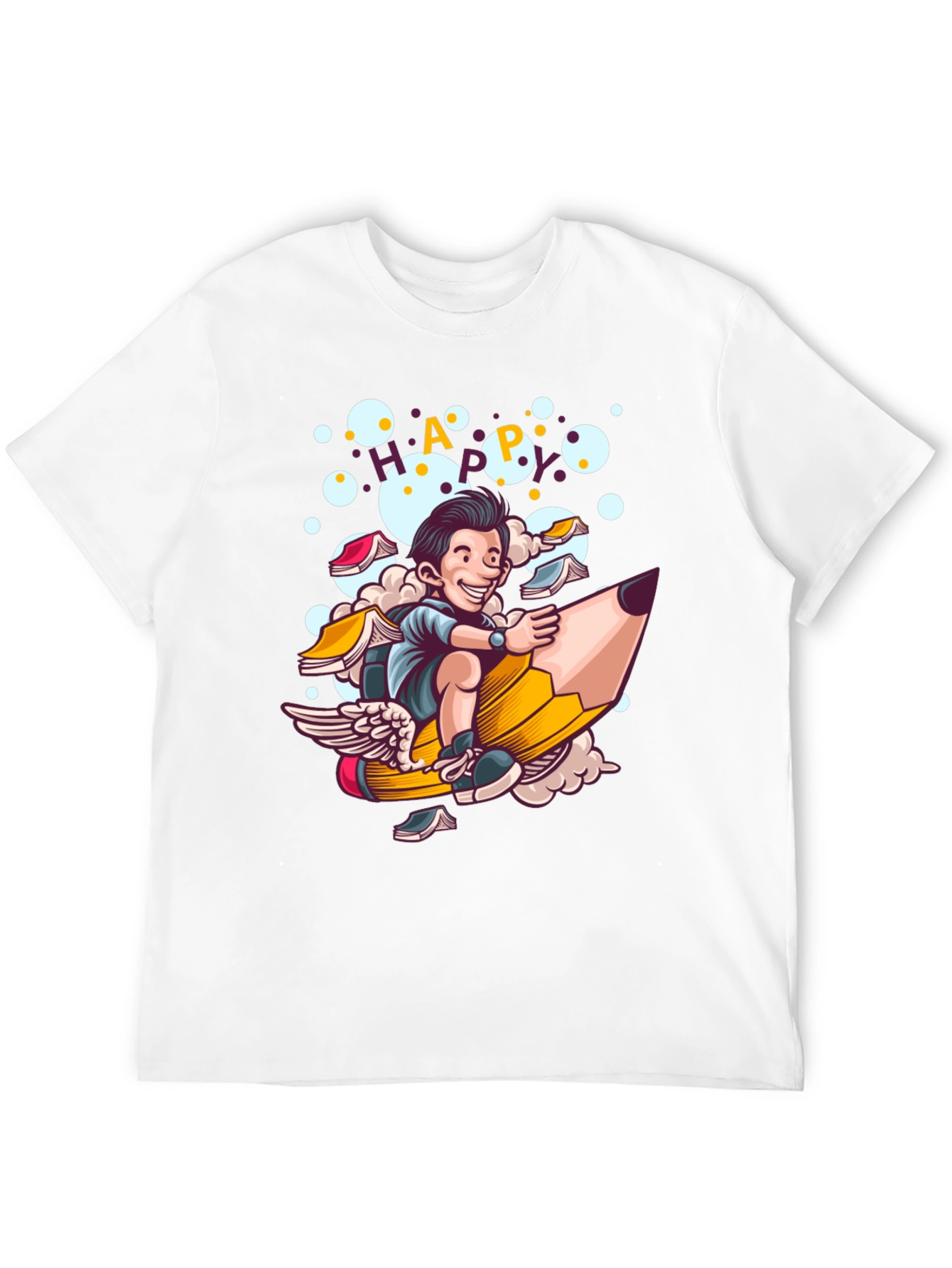 Happy Cartoon Graphic Print T-Shirt