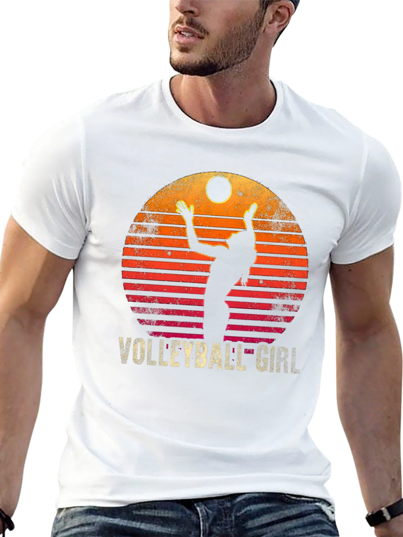 Volleyball Girl Retro Sunset Graphic T-Shirt