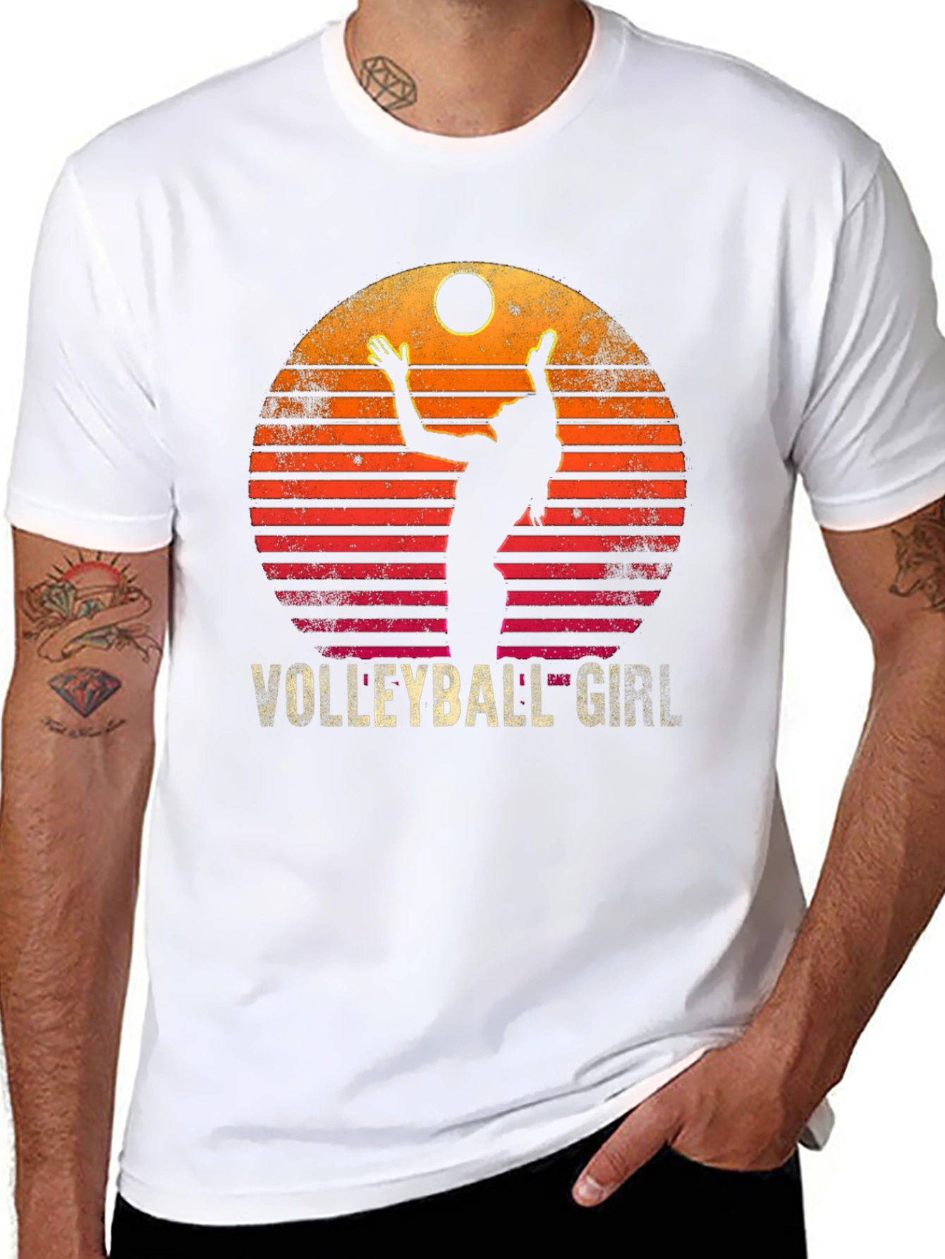 Volleyball Girl Retro Sunset Graphic T-Shirt