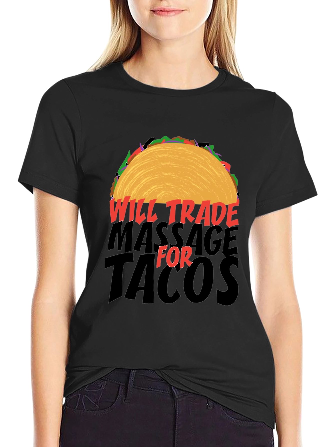 Will Trade Massage for Tacos Black T-Shirt