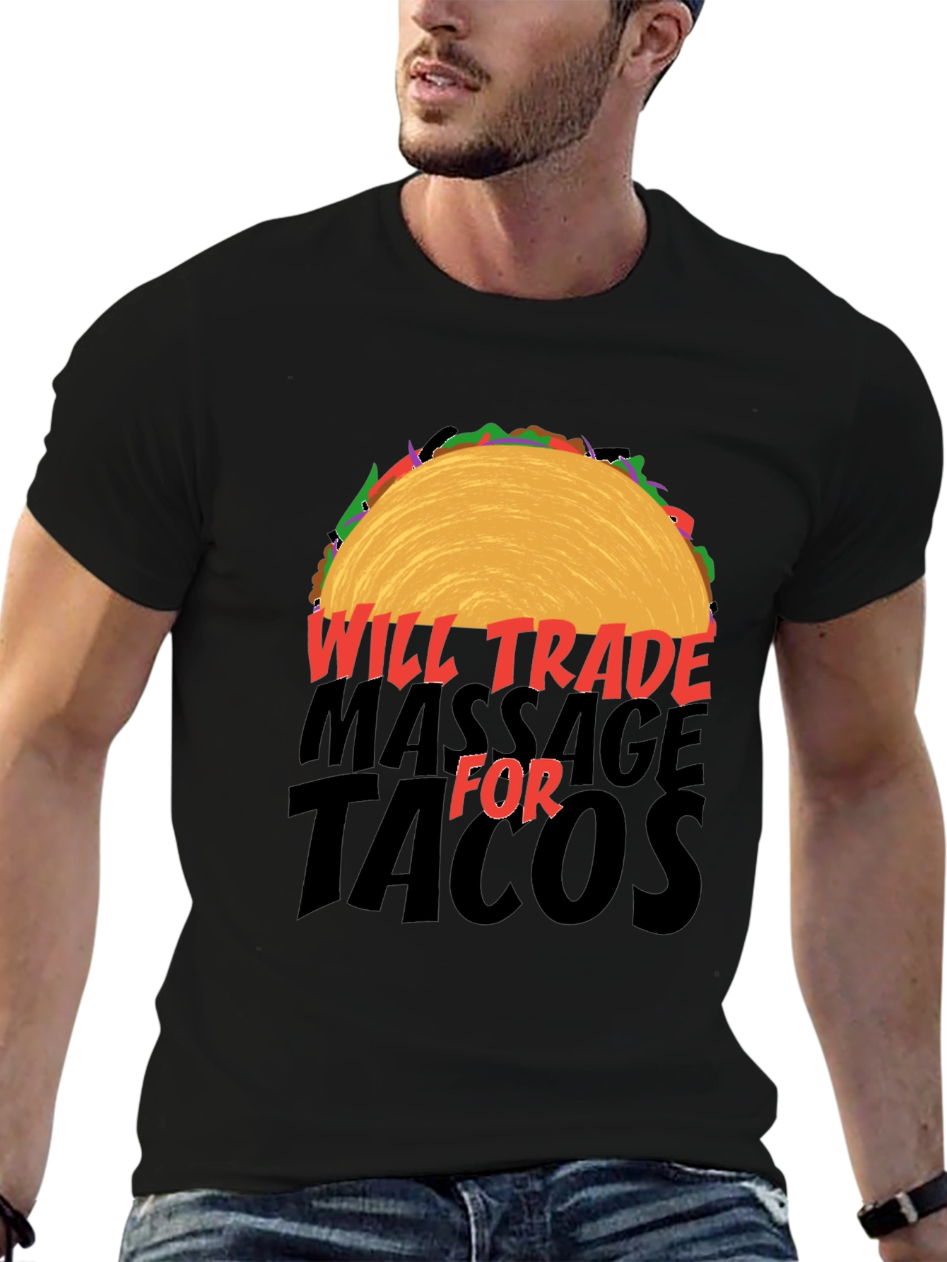 Will Trade Massage for Tacos Black T-Shirt