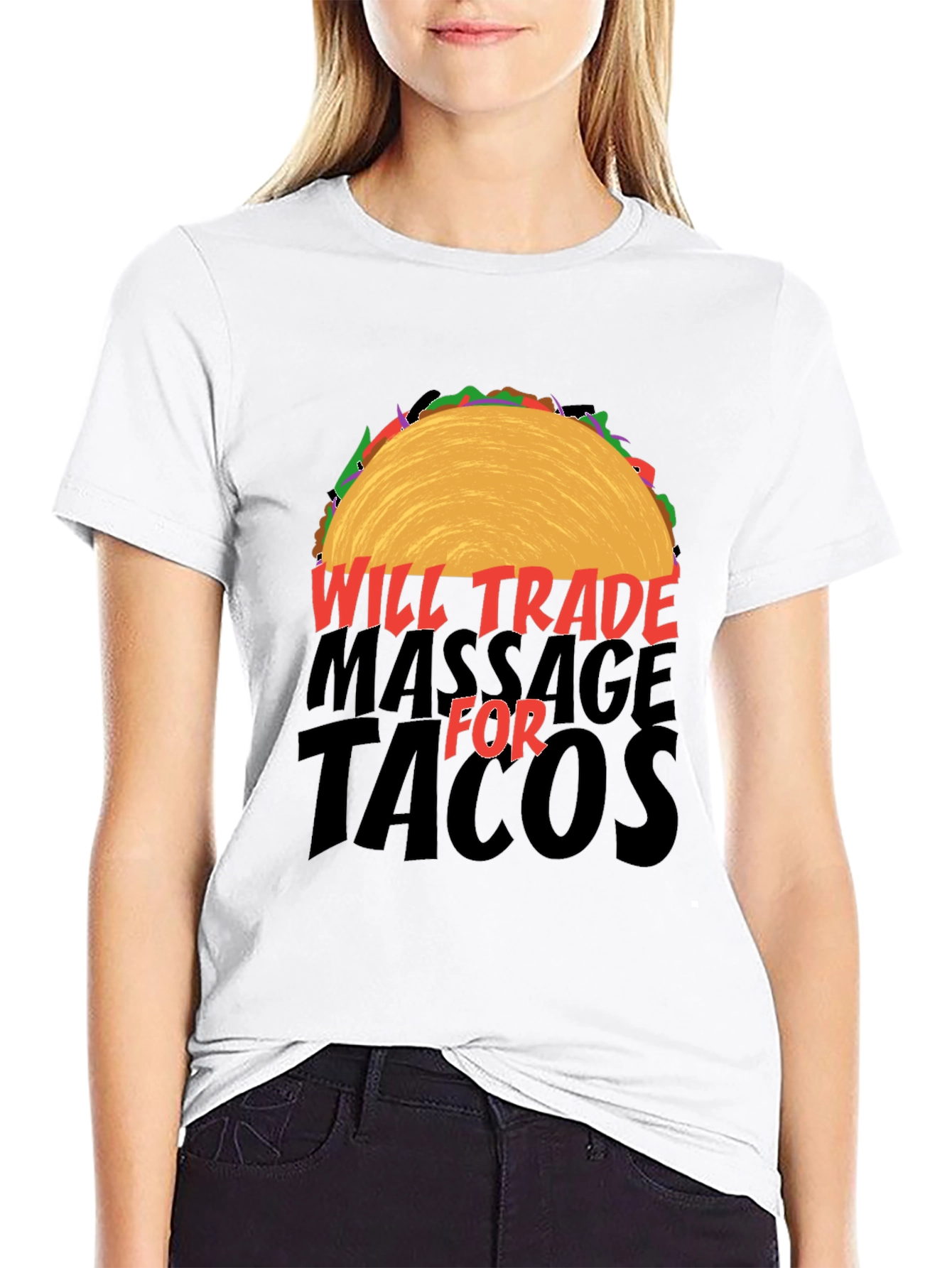 Will Trade Massage for Tacos Black T-Shirt