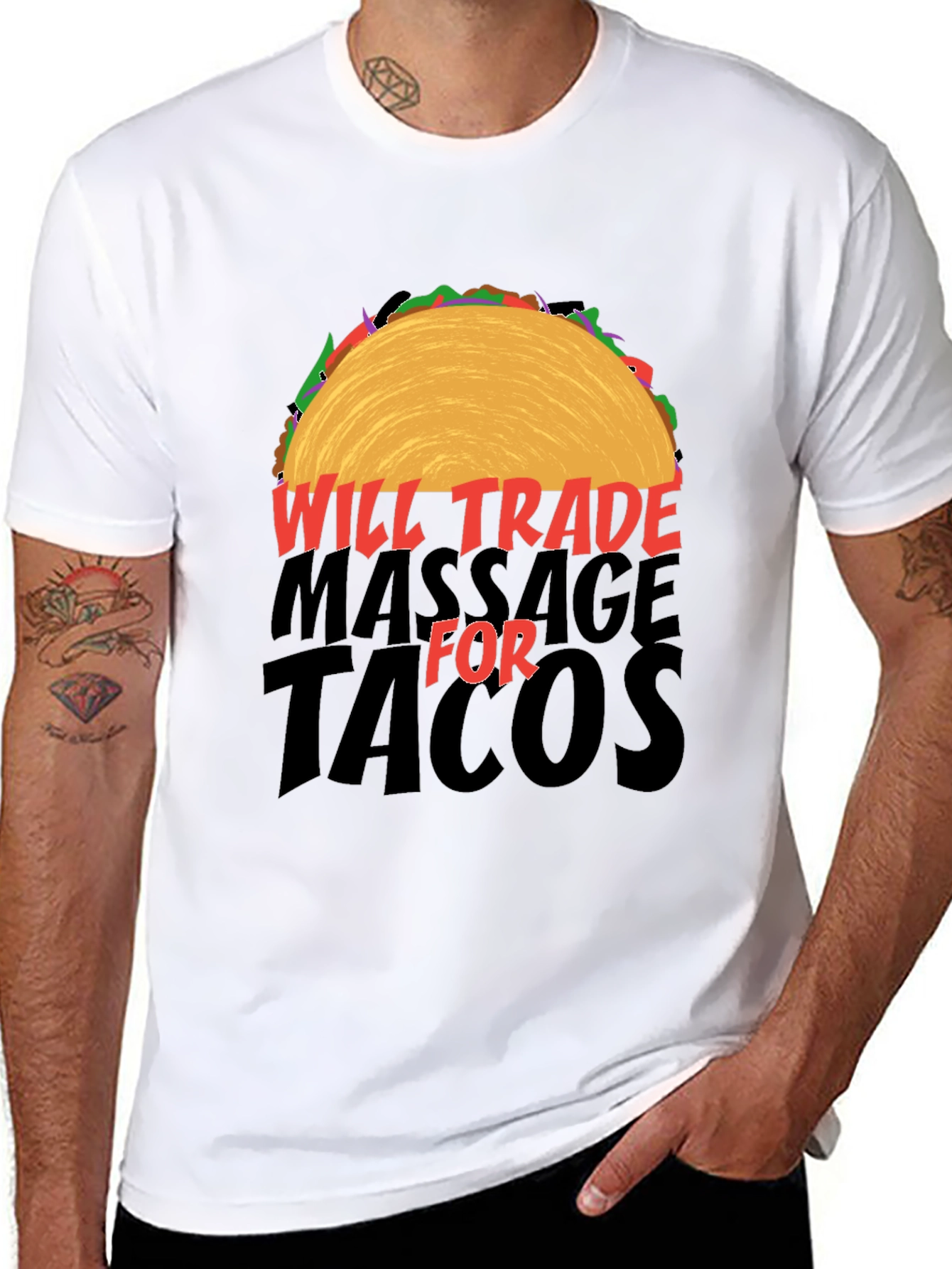 Will Trade Massage for Tacos Black T-Shirt