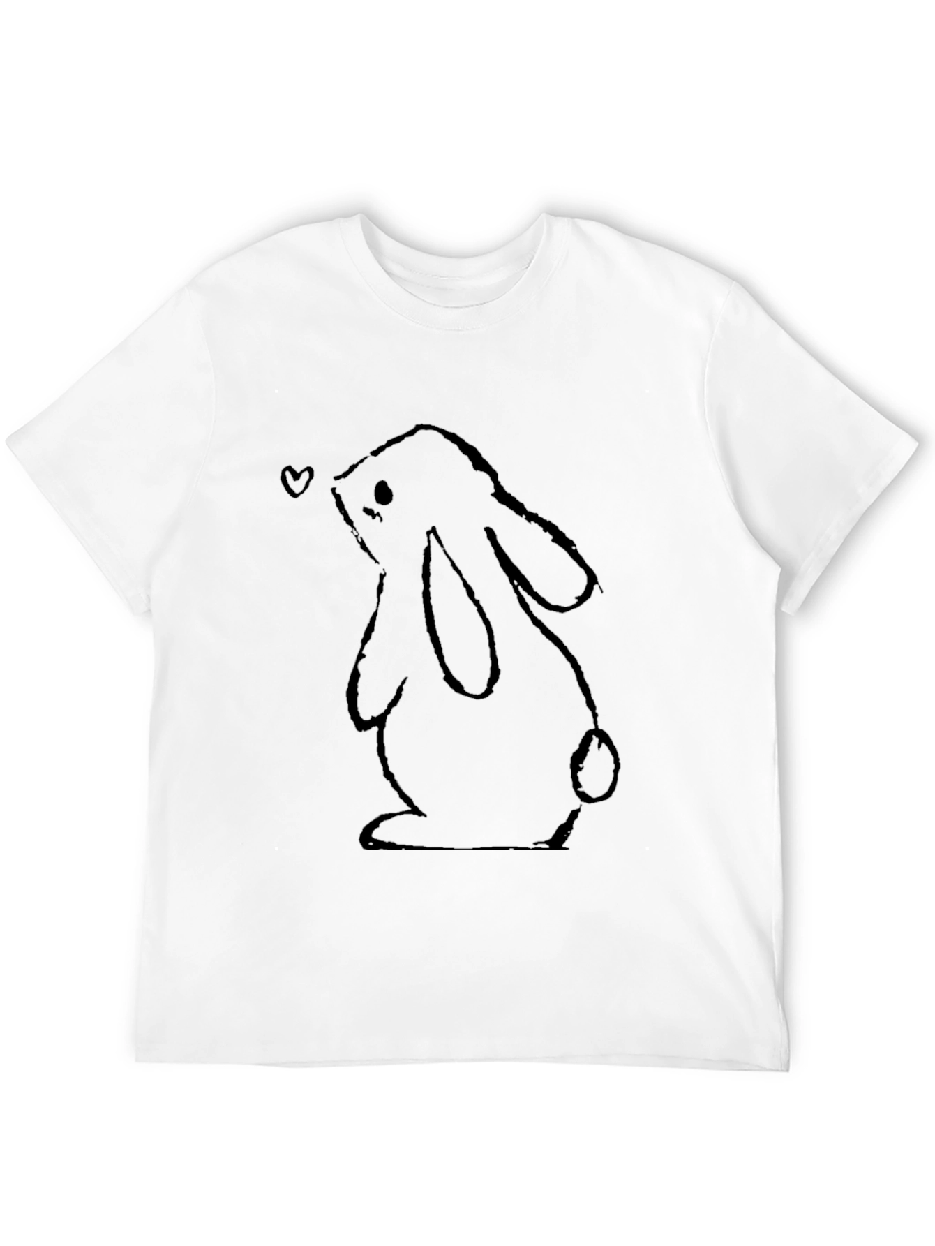 Cute Bunny Graphic Black T-Shirt
