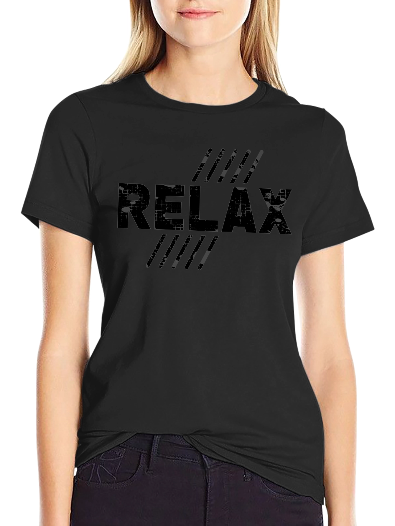 Relax Graphic Tee - Comfortable Black T-Shirt
