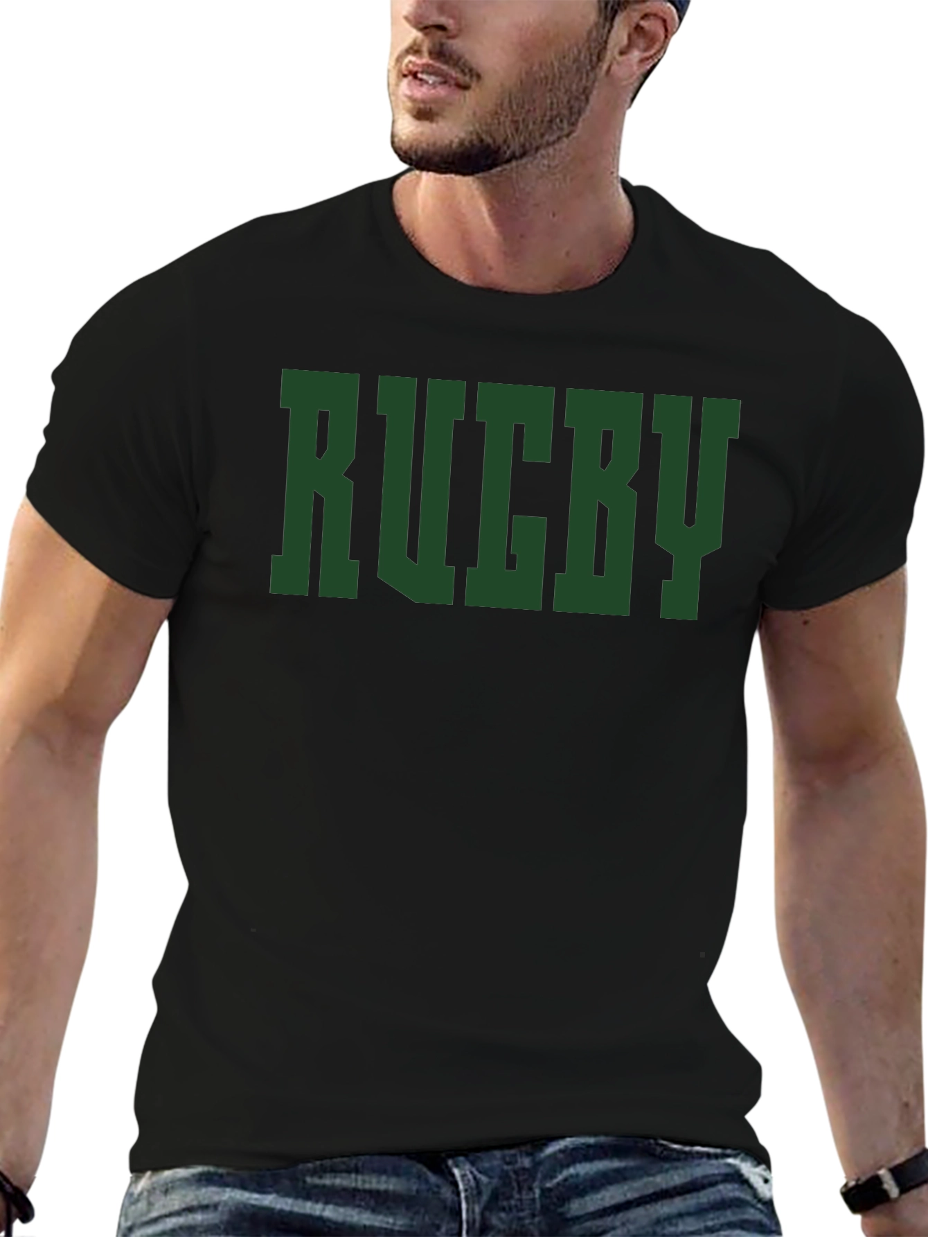 Rugby Graphic Print Black T-Shirt