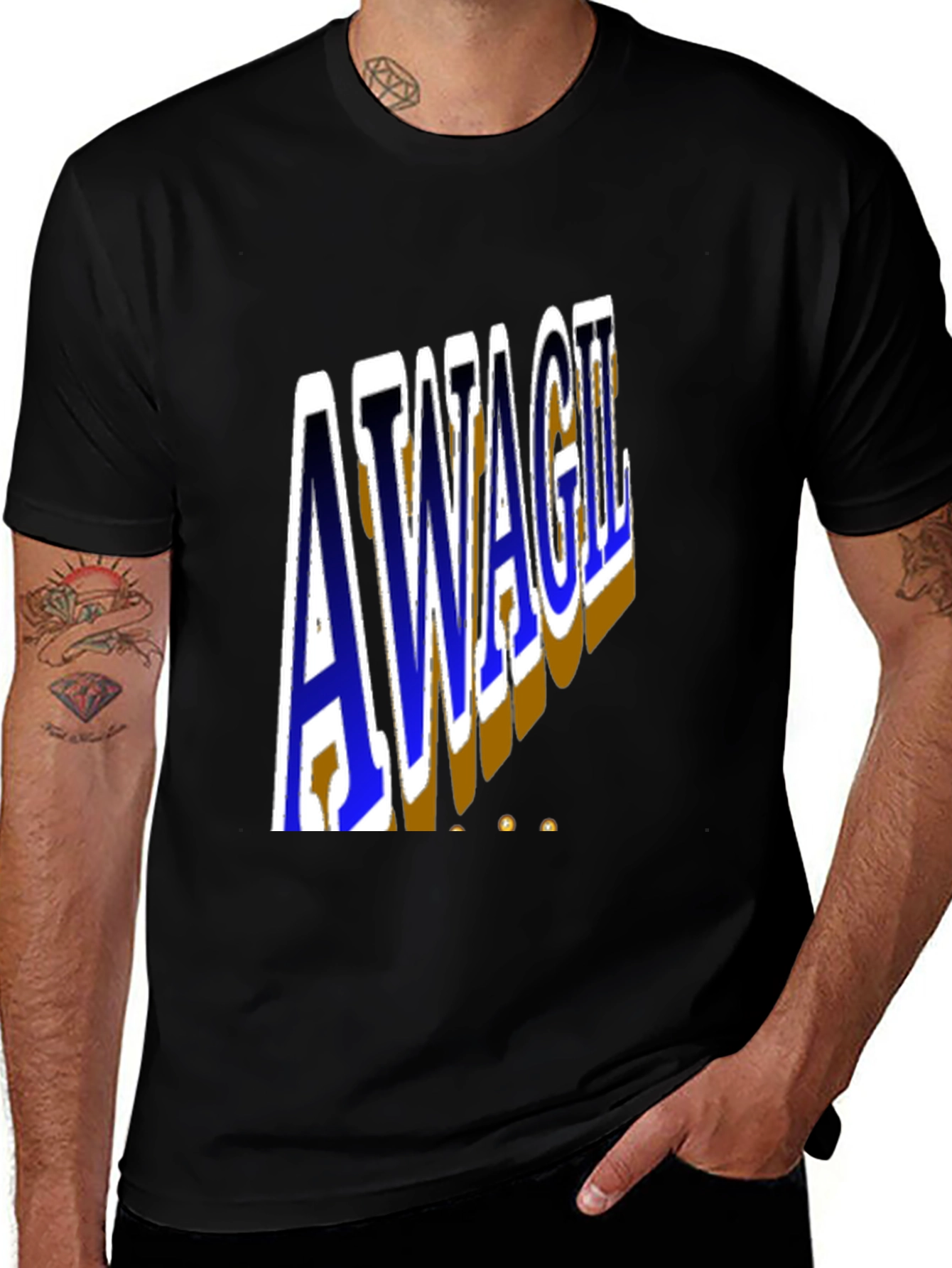 Unique AWAGIL Graphic Black T-Shirt