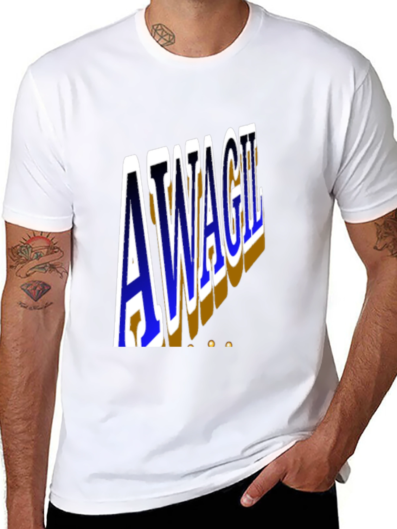 Unique AWAGIL Graphic Black T-Shirt