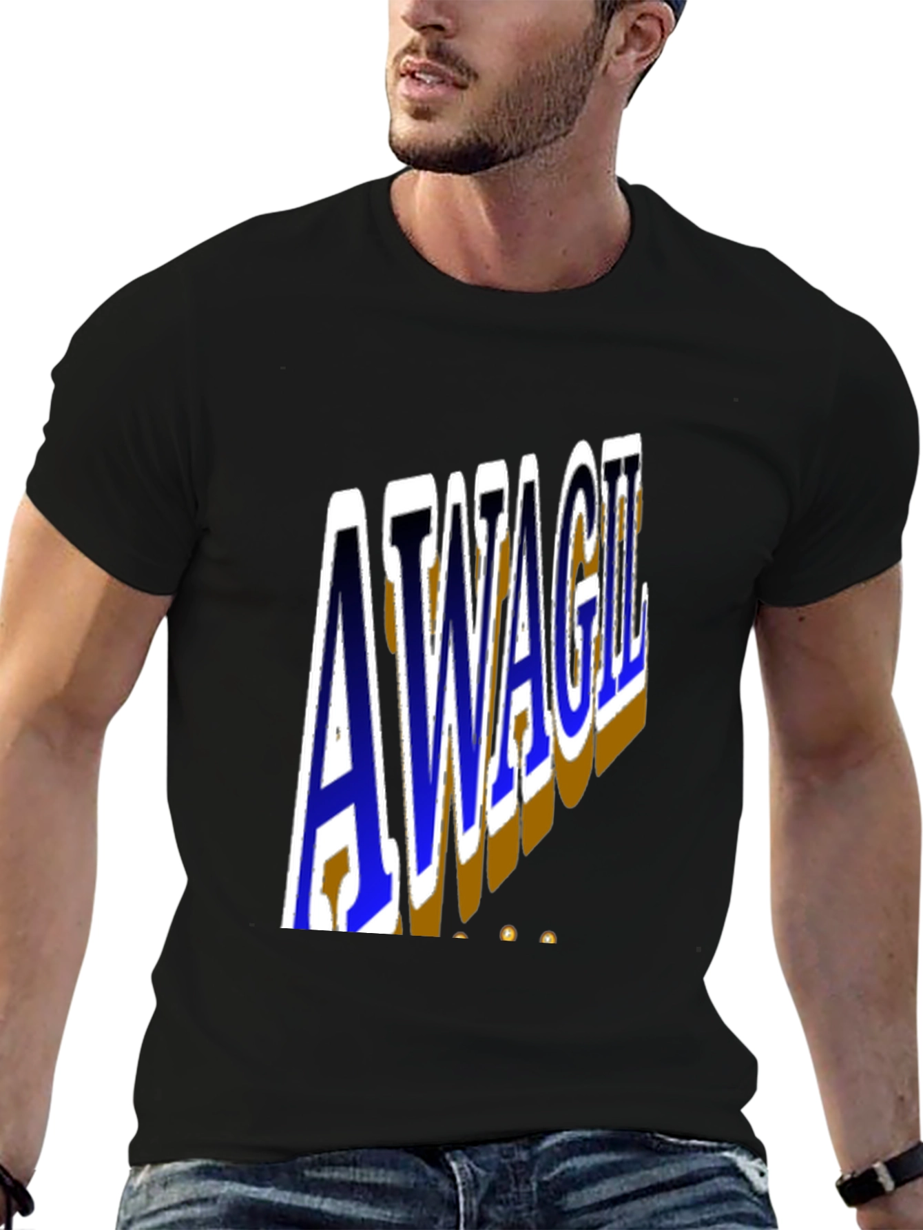 Unique AWAGIL Graphic Black T-Shirt