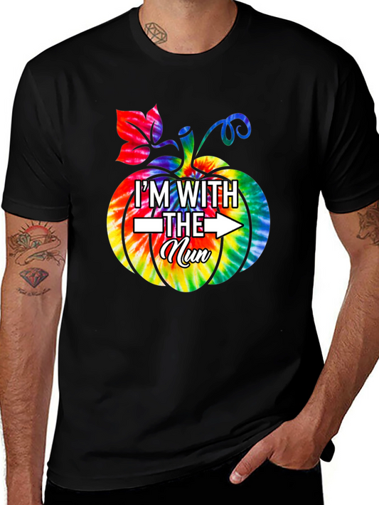 Im With The Nun Halloween Tie-Dye Pumpkin T-Shirt