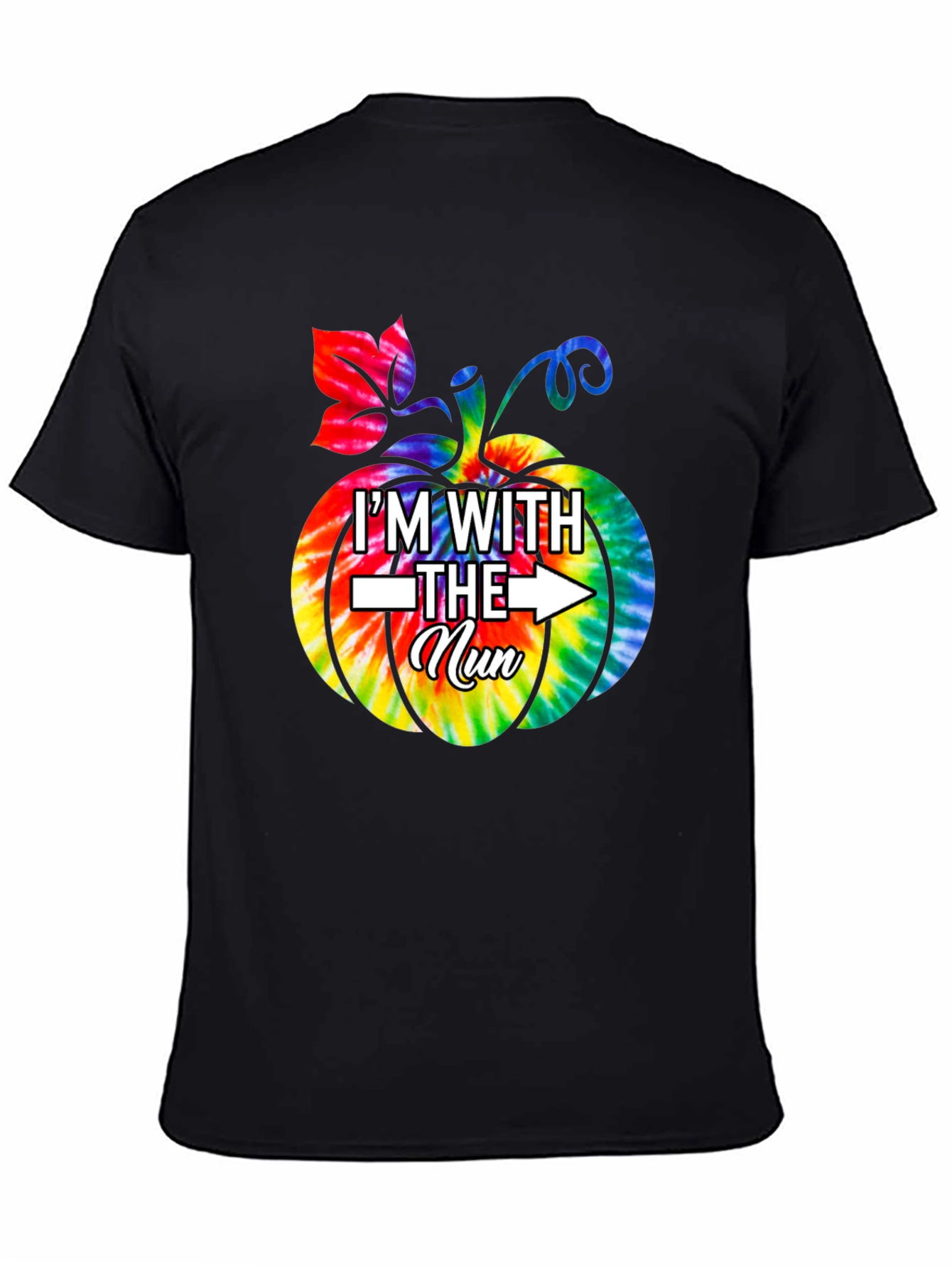 Im With The Nun Halloween Tie-Dye Pumpkin T-Shirt