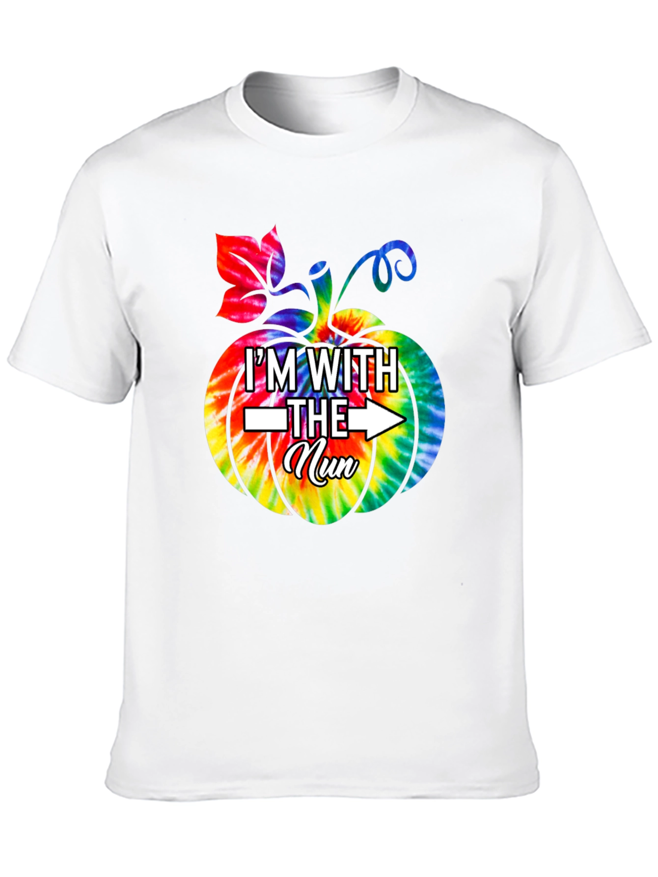 Im With The Nun Halloween Tie-Dye Pumpkin T-Shirt