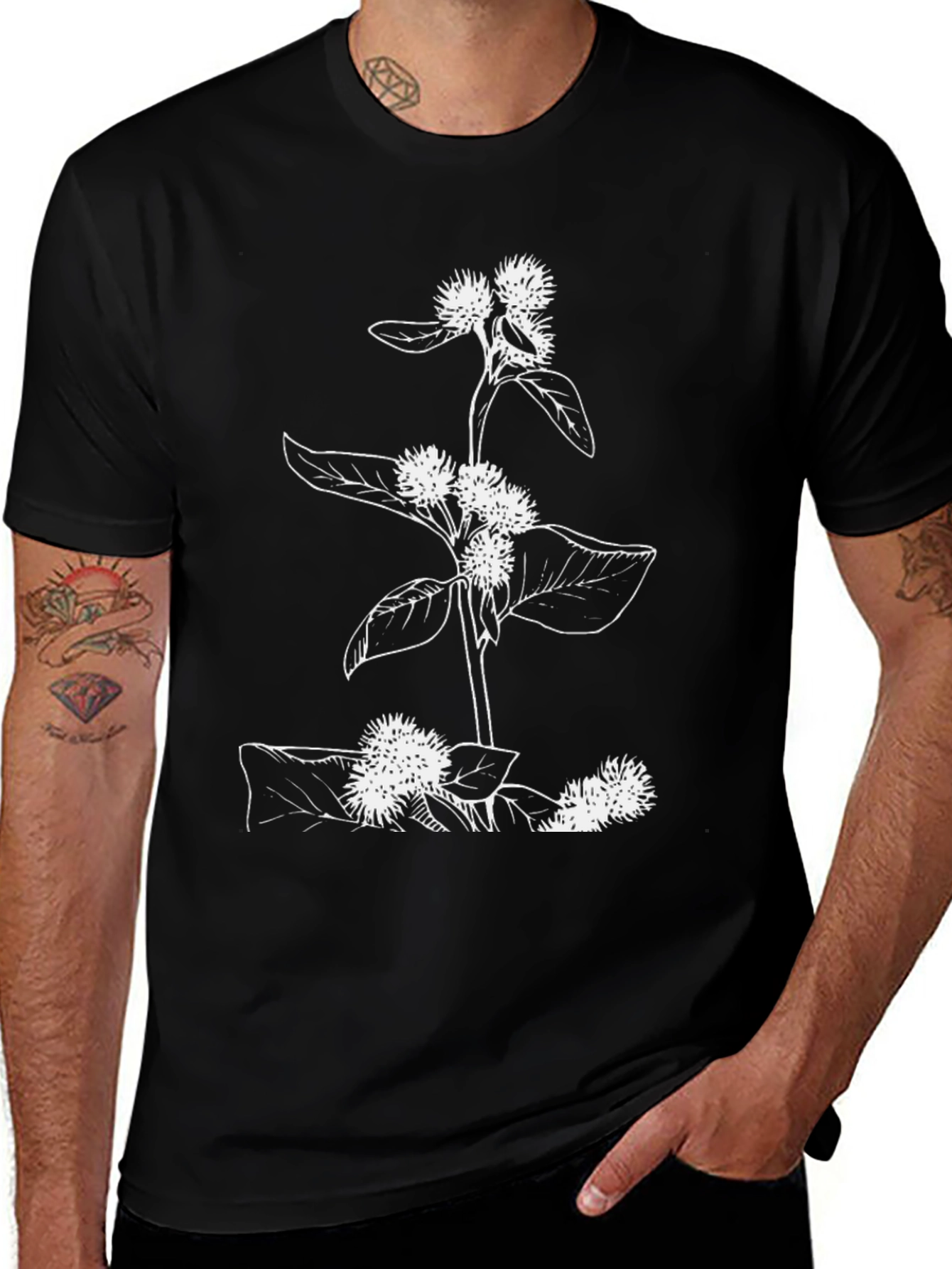 Botanical Burdock T-Shirt - Black Plant Graphic Tee