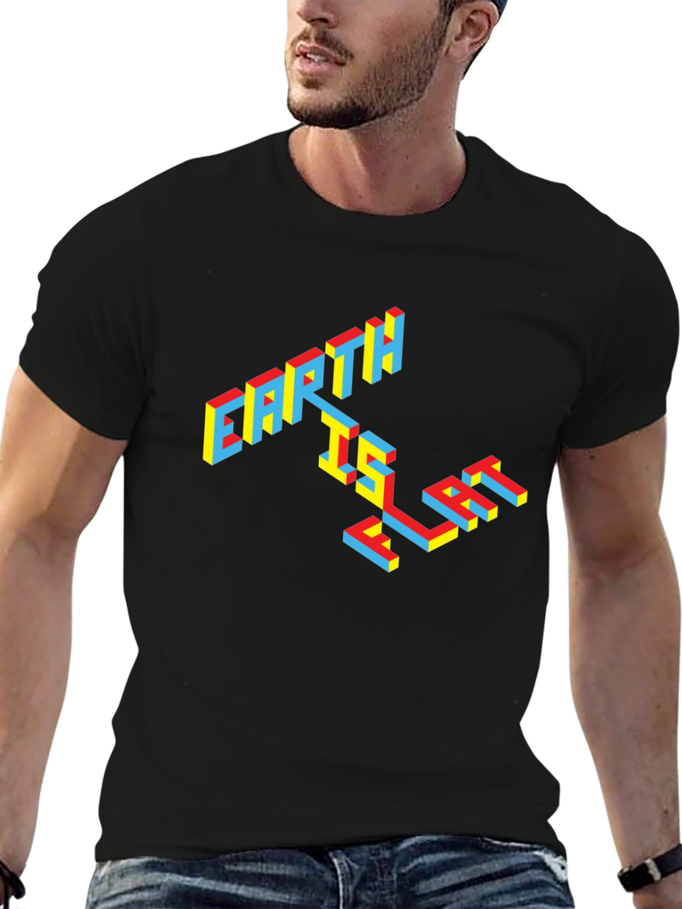 Earth Is Flat T-Shirt - Black Graphic Tee