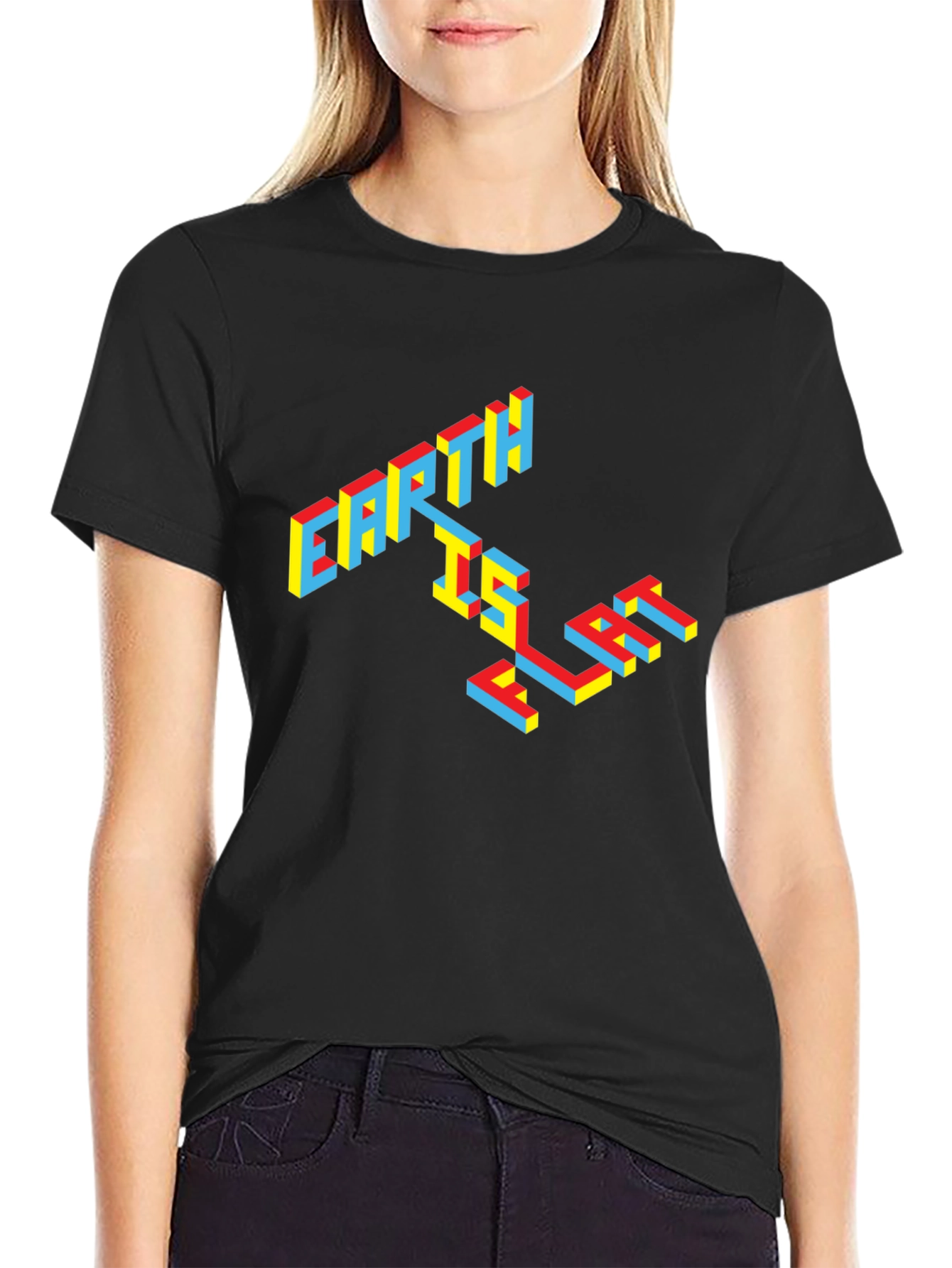 Earth Is Flat T-Shirt - Black Graphic Tee