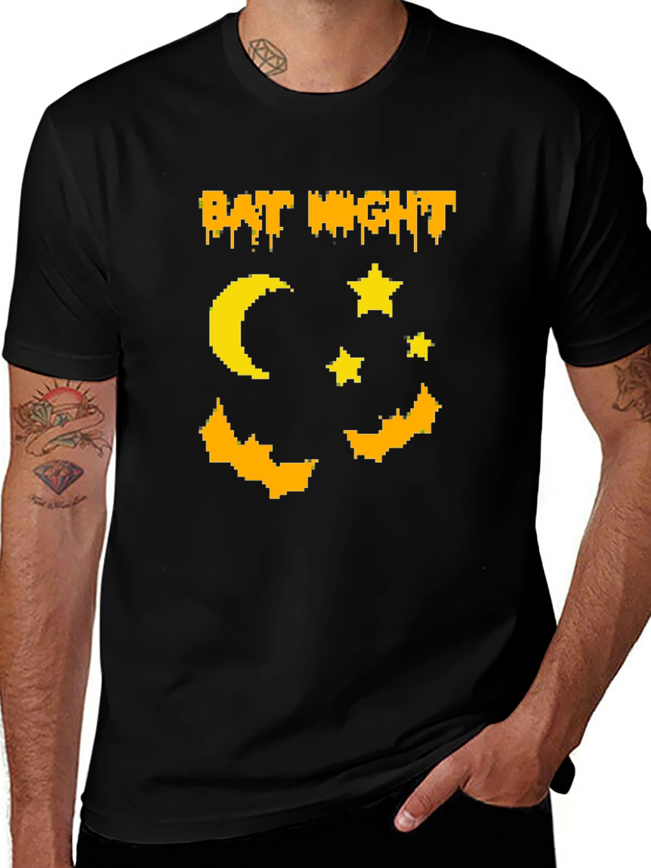 Bat Night Graphic T-Shirt Halloween Tee