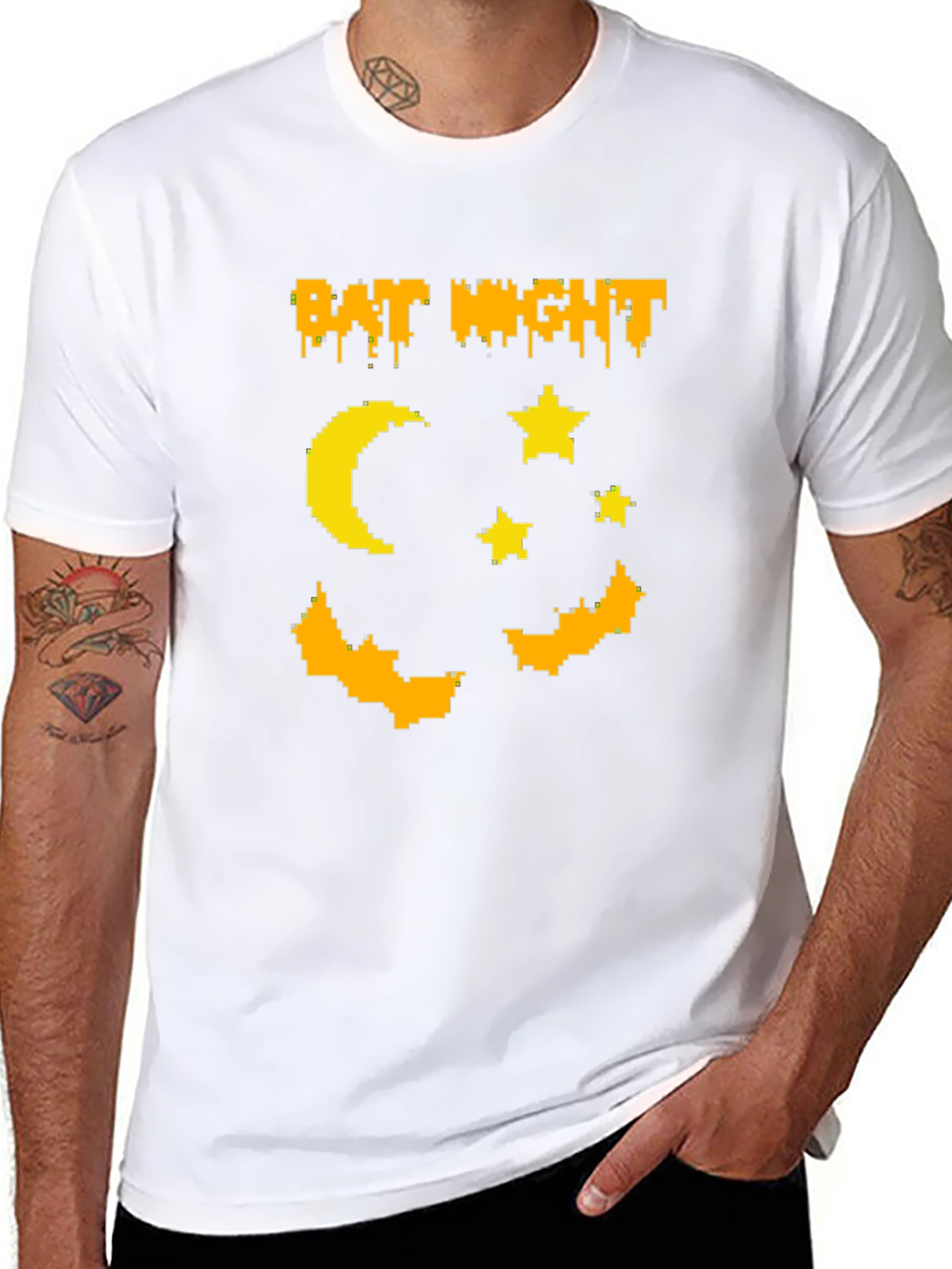 Bat Night Graphic T-Shirt Halloween Tee