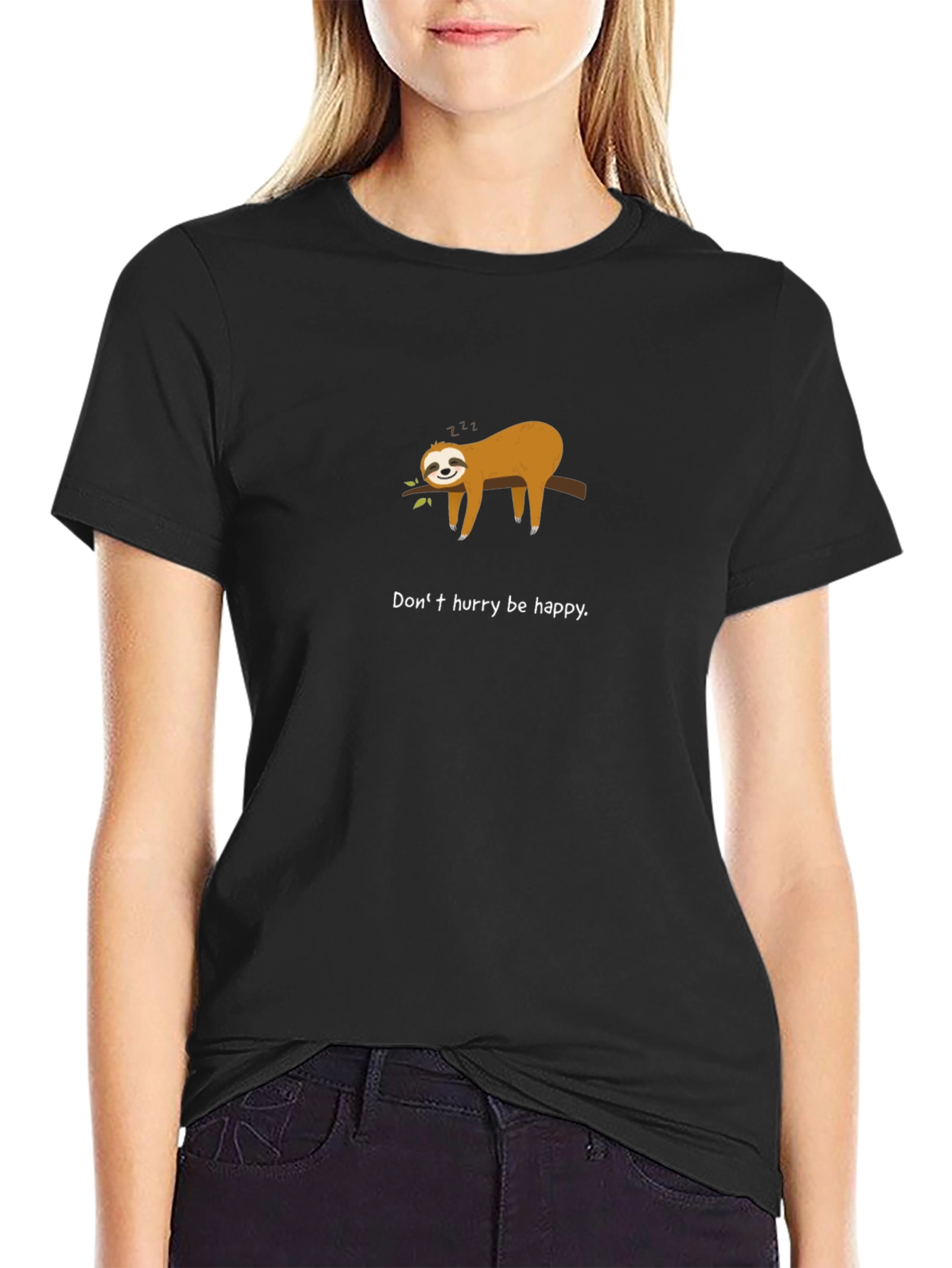 Sloth Be Happy T-Shirt - Relaxed Graphic Tee