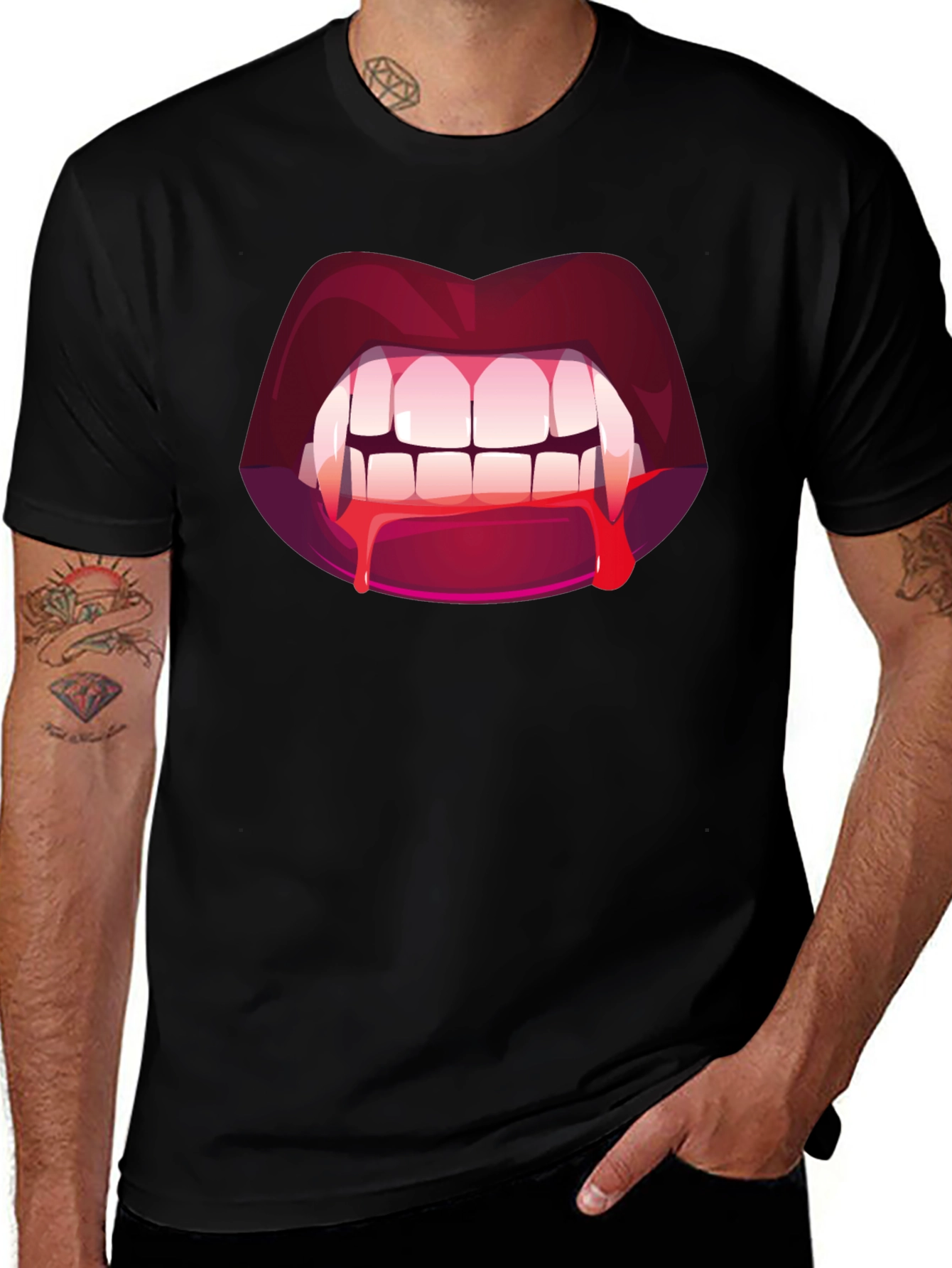 Vampire Bite Graphic Tee - Halloween Fashion