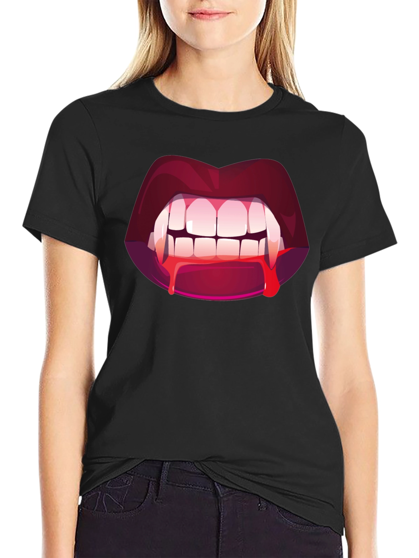 Vampire Bite Graphic Tee - Halloween Fashion