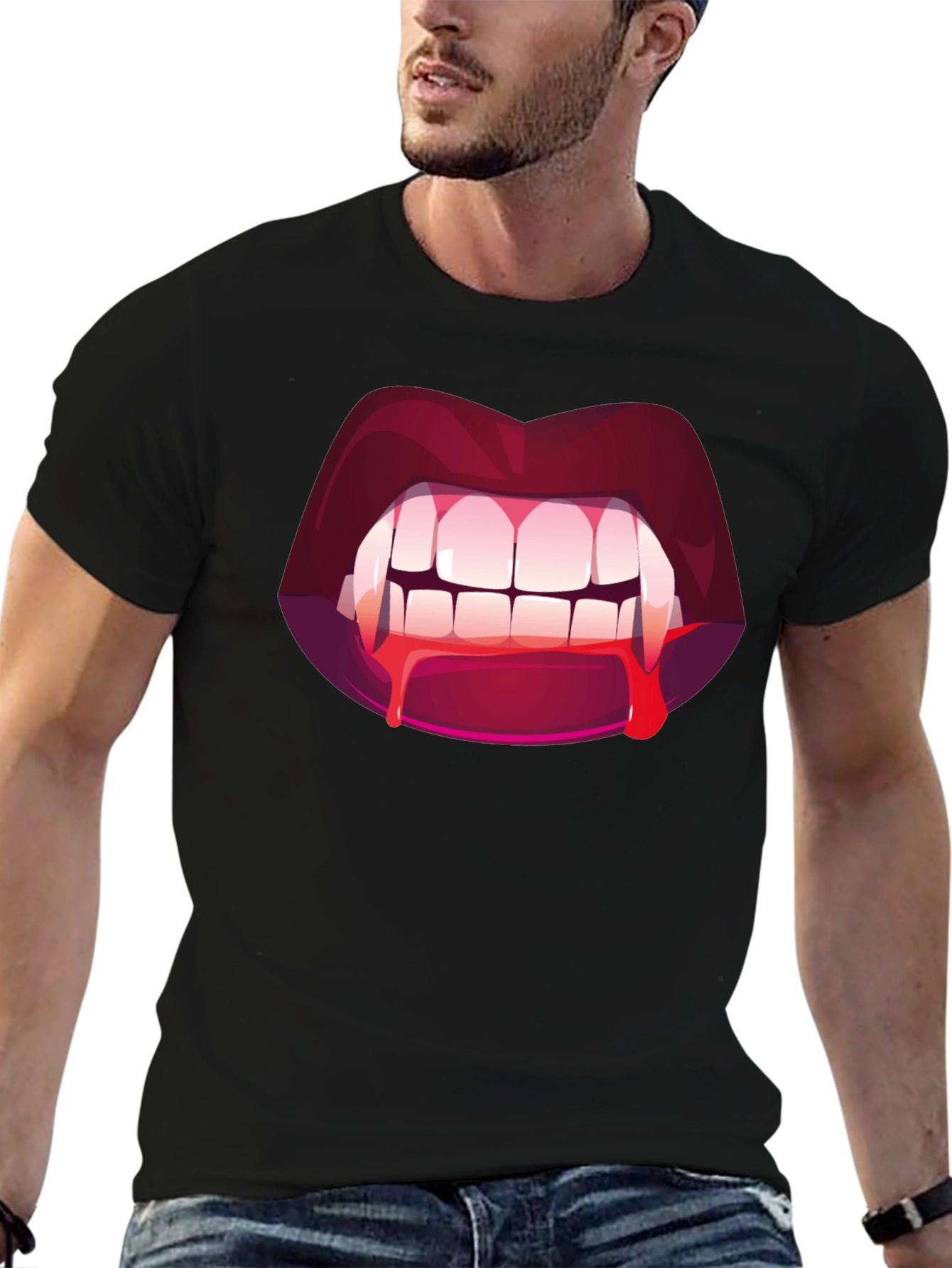 Vampire Bite Graphic Tee - Halloween Fashion