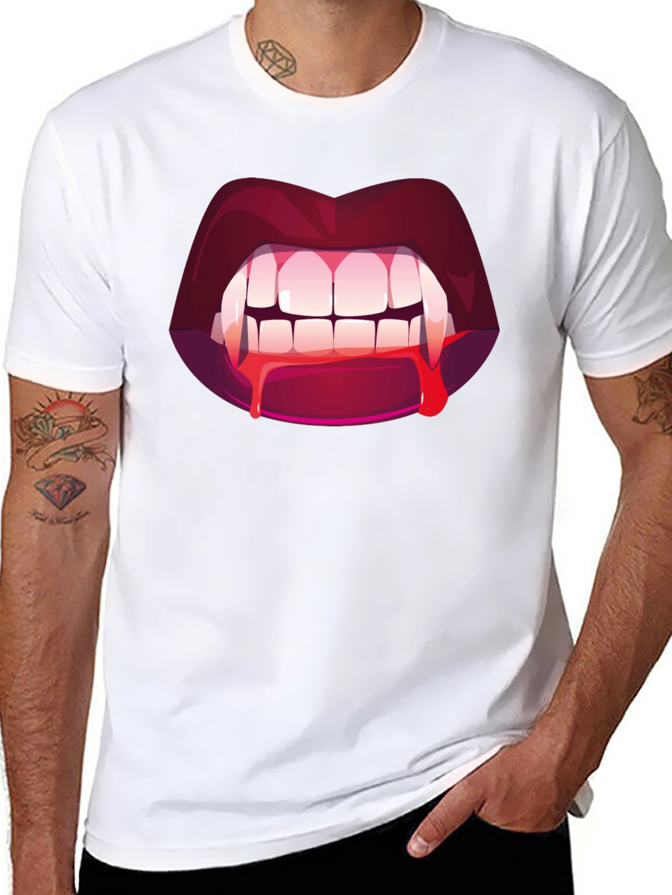 Vampire Bite Graphic Tee - Halloween Fashion