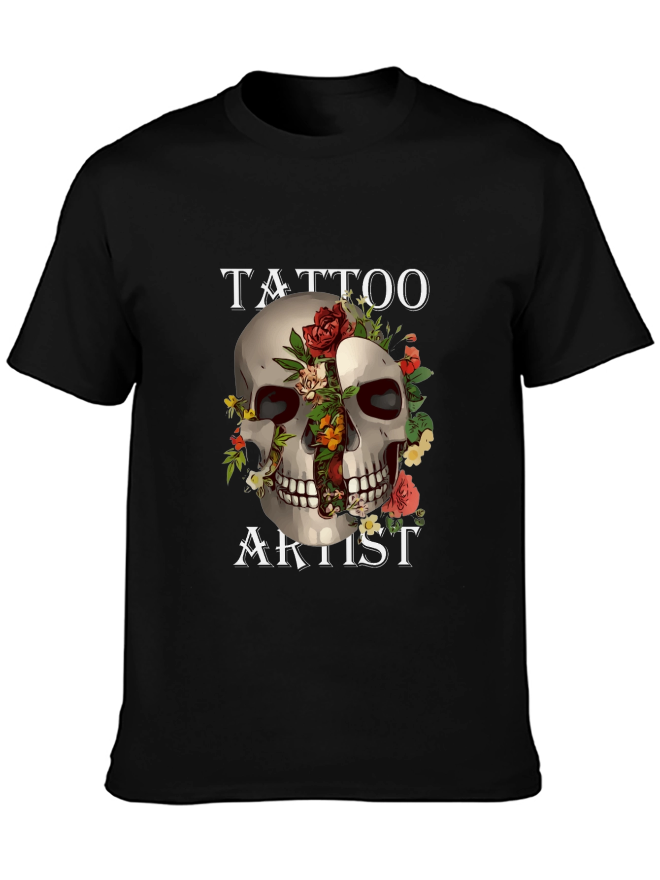 Tattoo Artist Skull Graphic Black T-Shirt