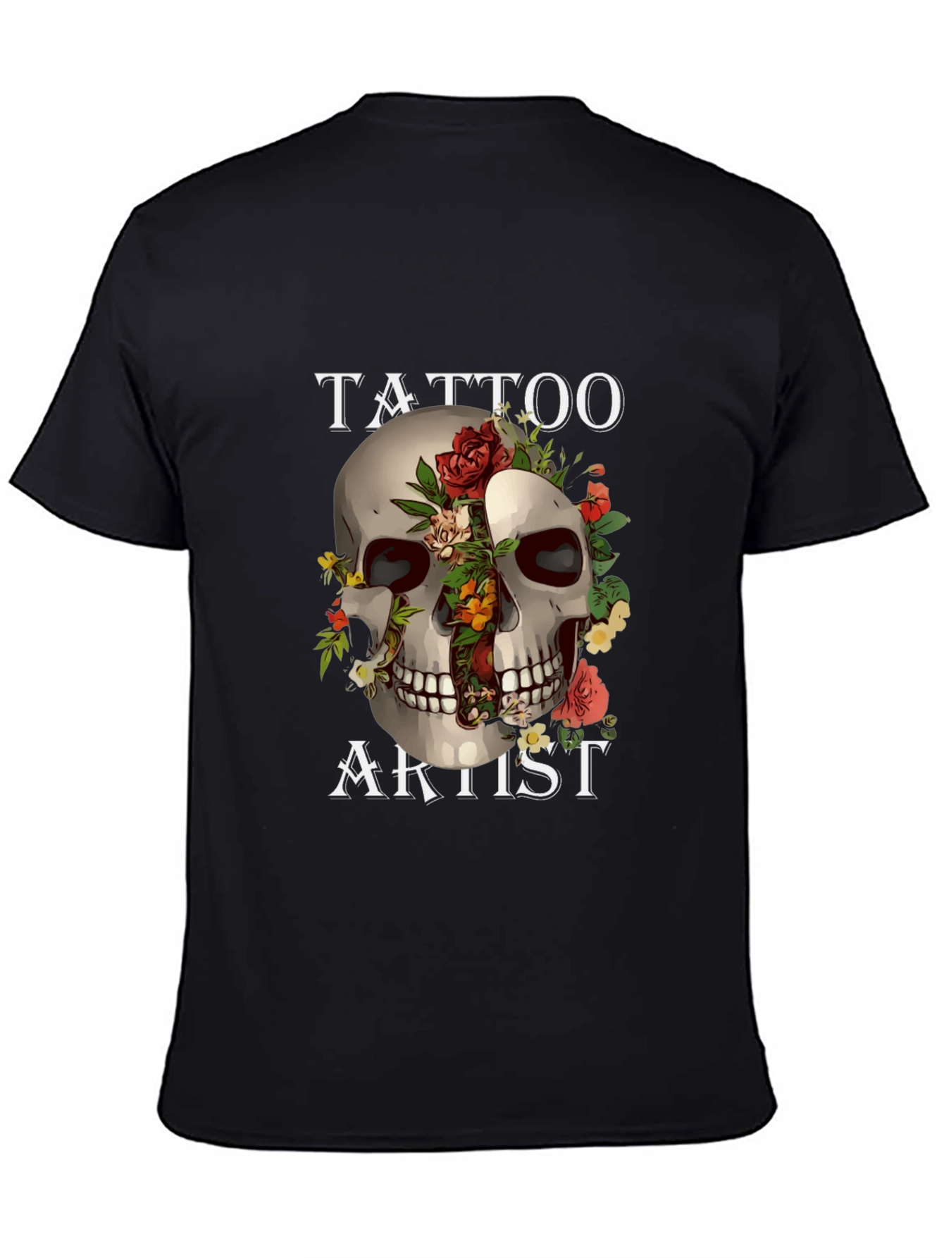 Tattoo Artist Skull Graphic Black T-Shirt