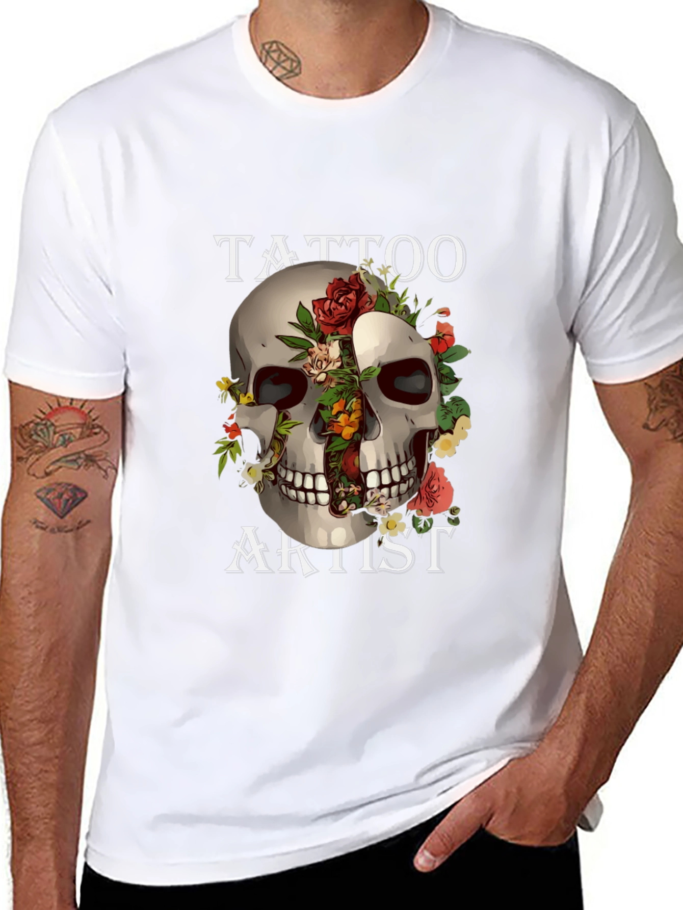 Tattoo Artist Skull Graphic Black T-Shirt
