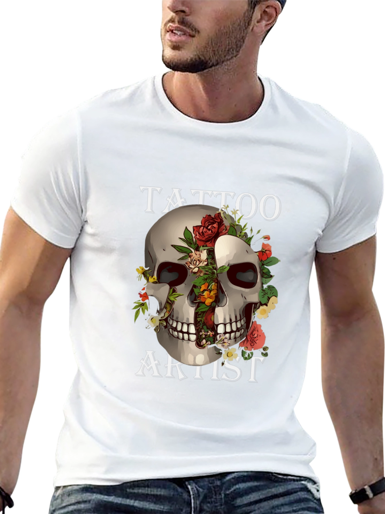 Tattoo Artist Skull Graphic Black T-Shirt