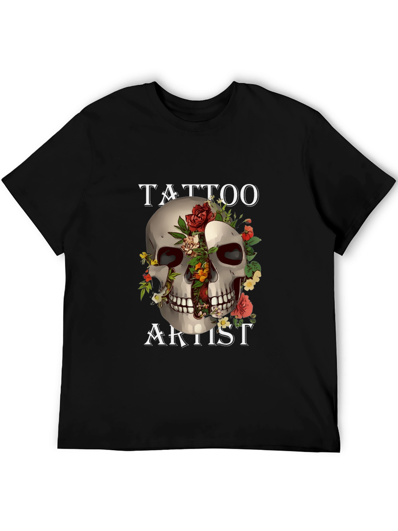 Tattoo Artist Skull Graphic Black T-Shirt