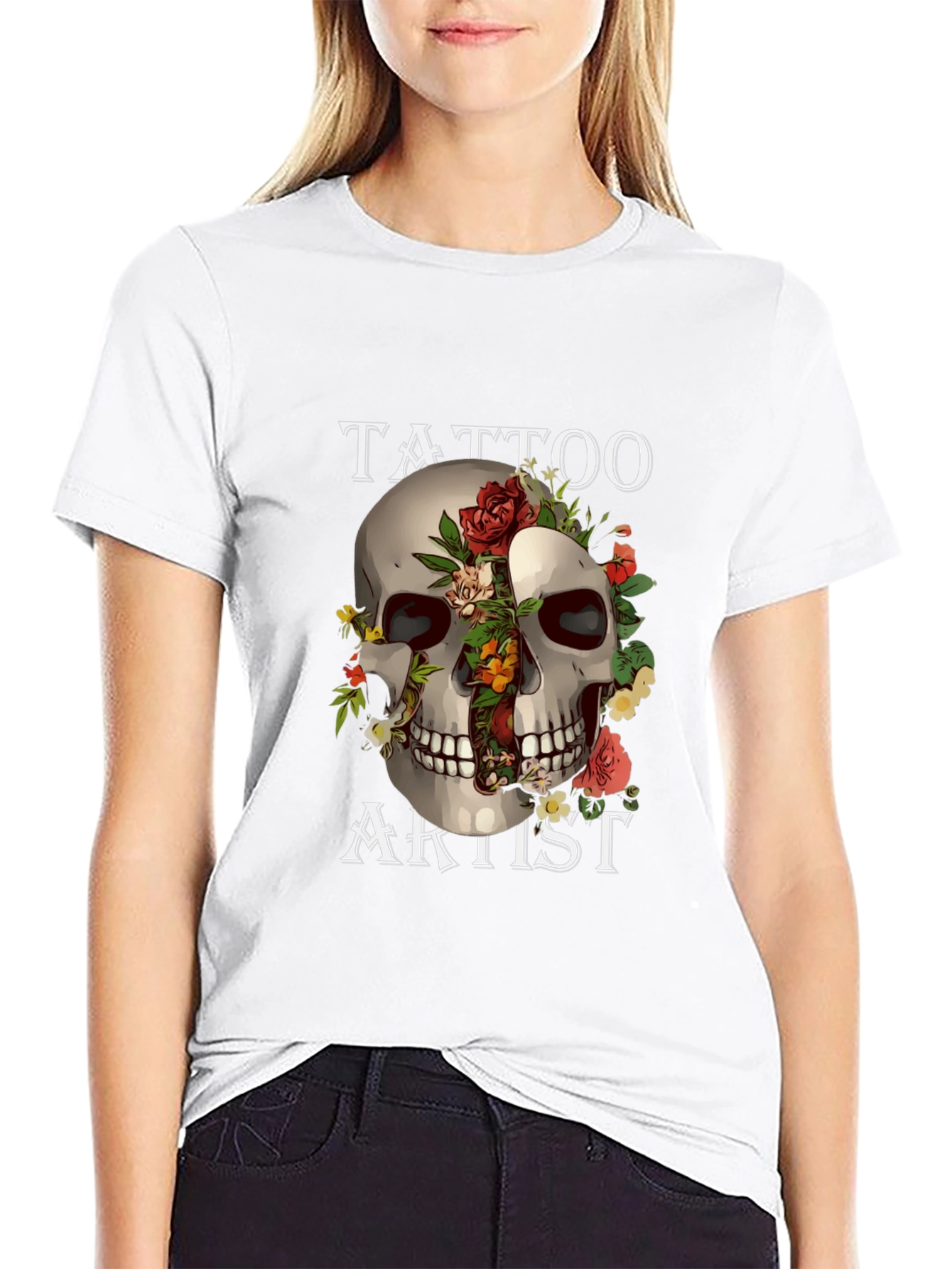 Tattoo Artist Skull Graphic Black T-Shirt
