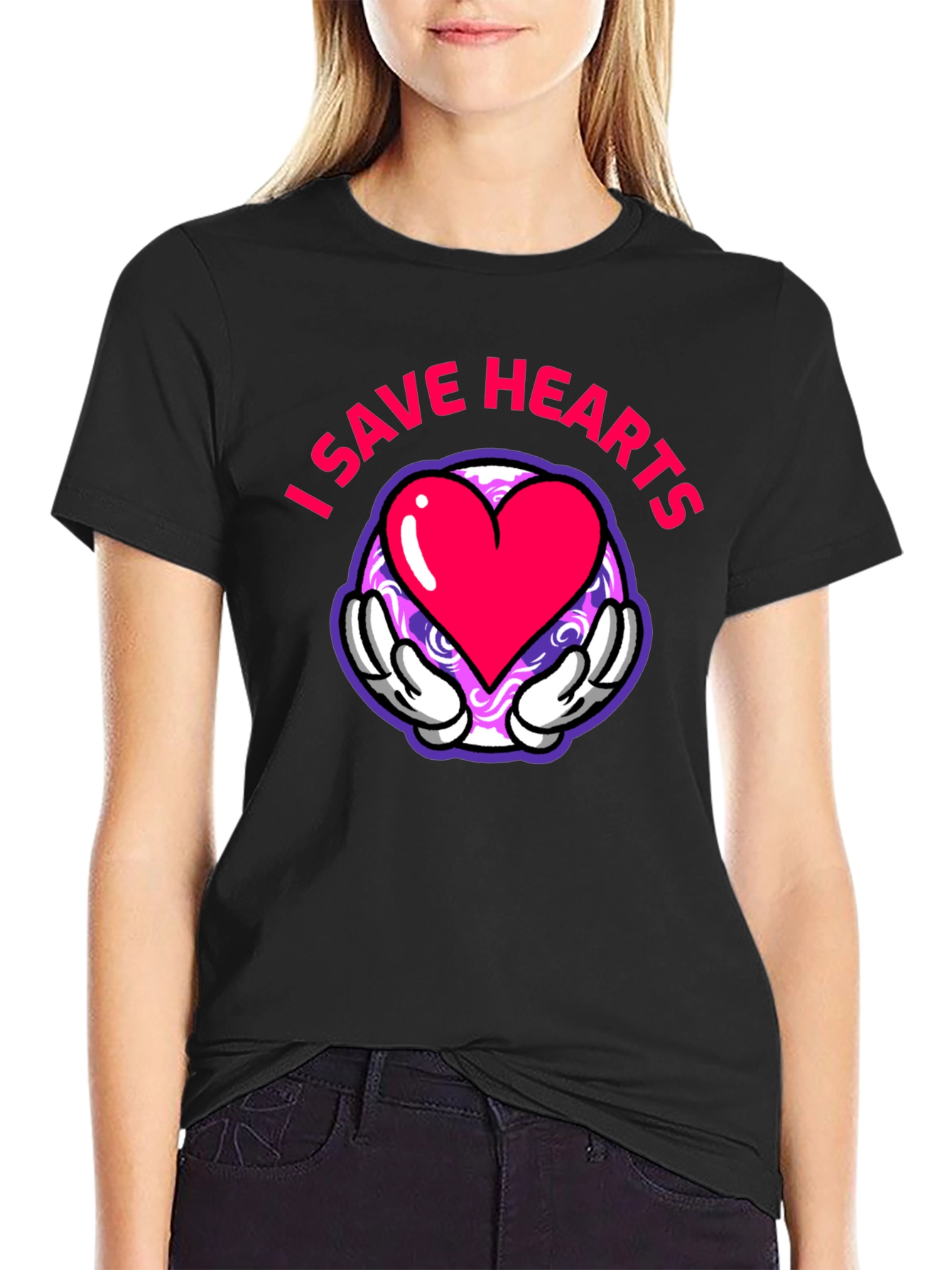 I Save Hearts Cartoon Graphic Tee