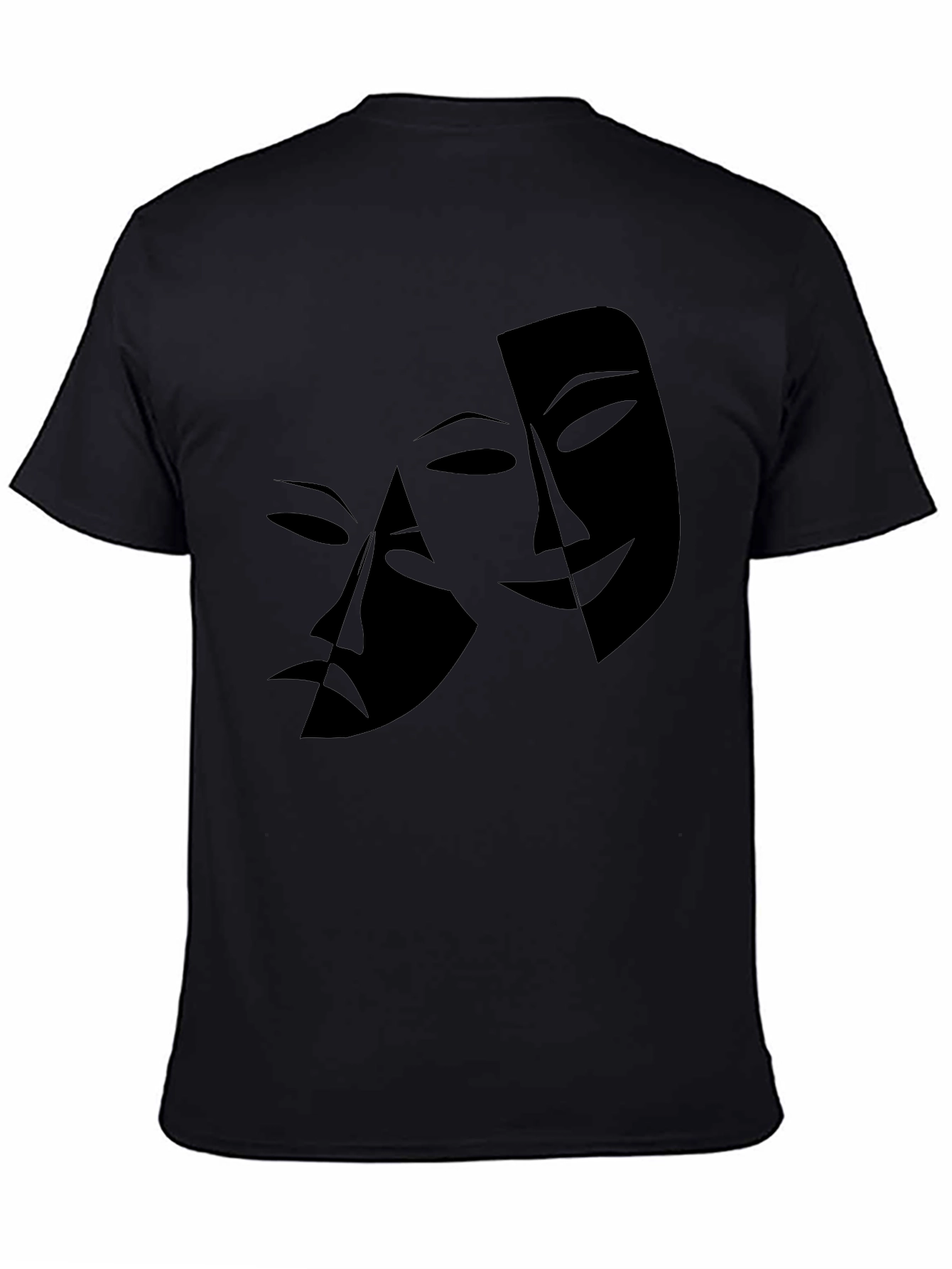 Mens Black T-Shirt with Drama Masks Graphic