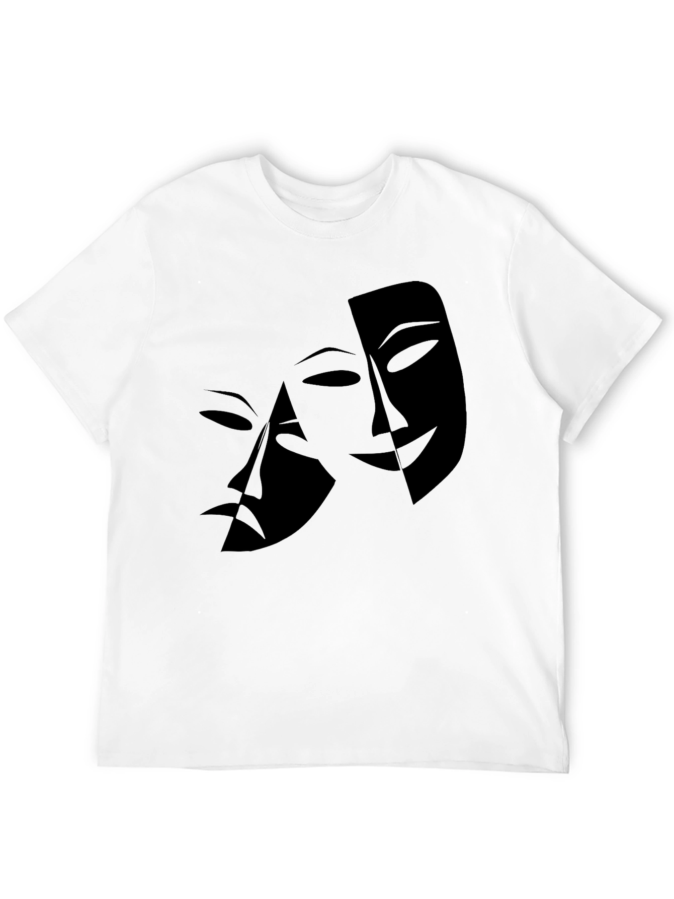 Mens Black T-Shirt with Drama Masks Graphic