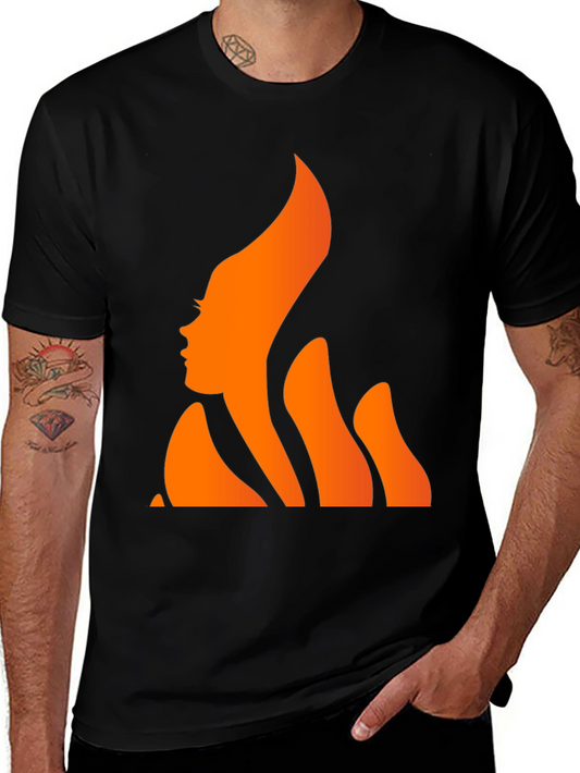 Fiery Woman Graphic Tee - Stylish Black T-Shirt