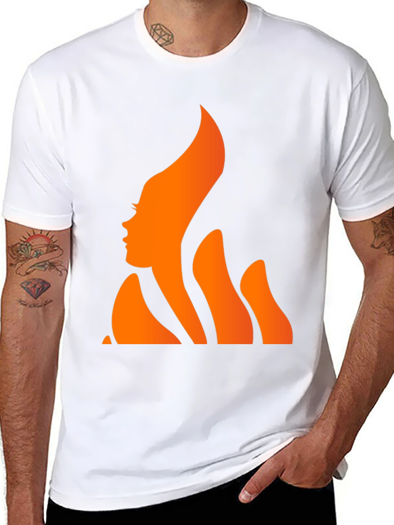 Fiery Woman Graphic Tee - Stylish Black T-Shirt